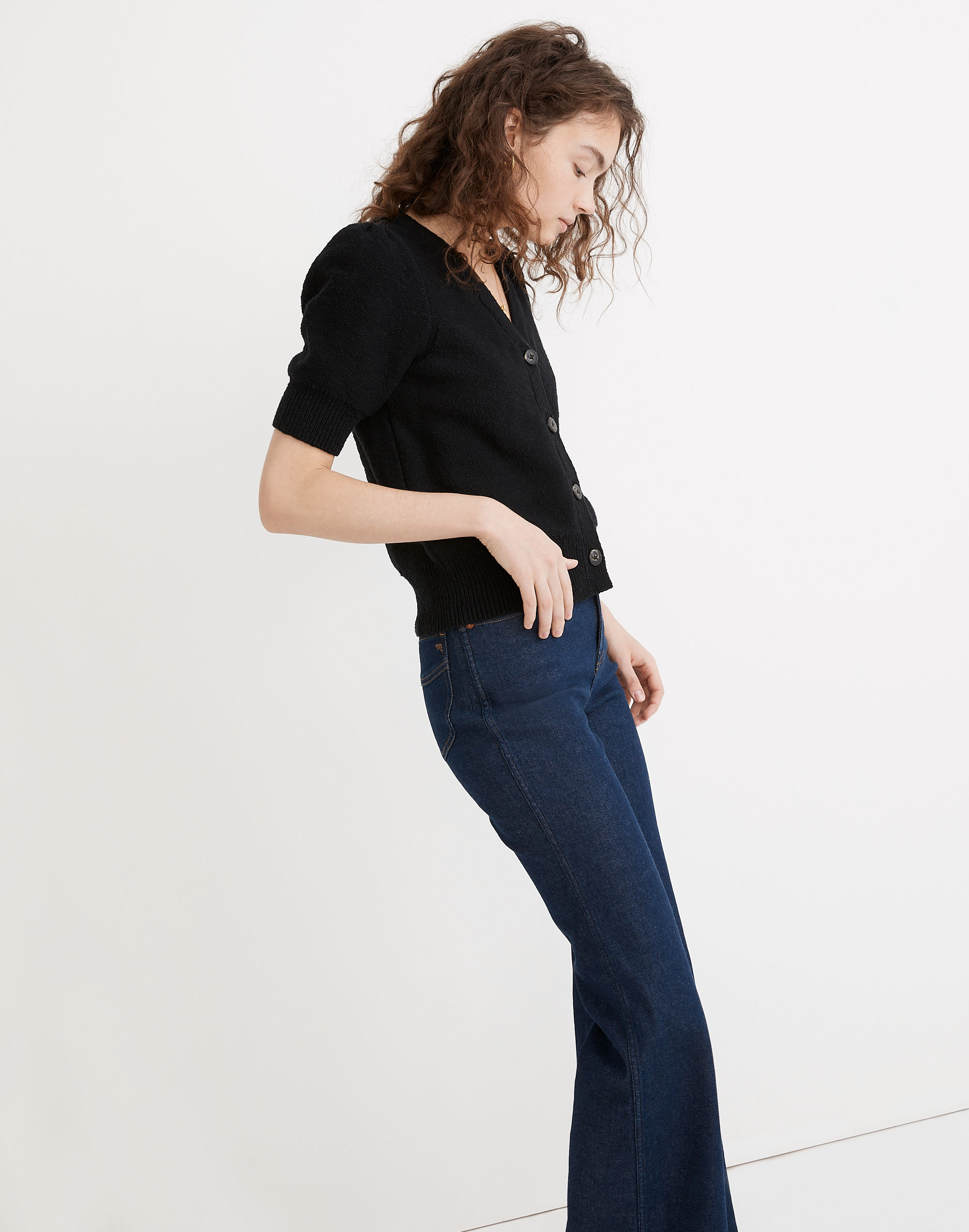 Short-Sleeve Cardigan Sweater