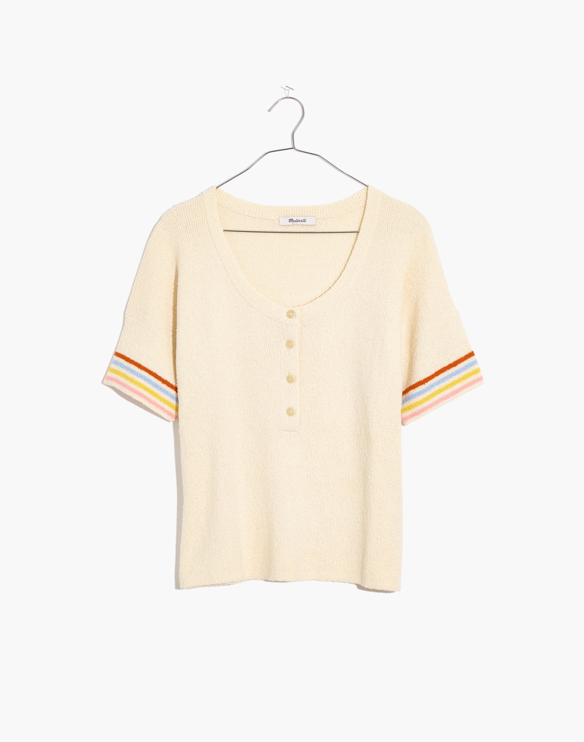 Henley Sweater Tee in Rainbow Stripe