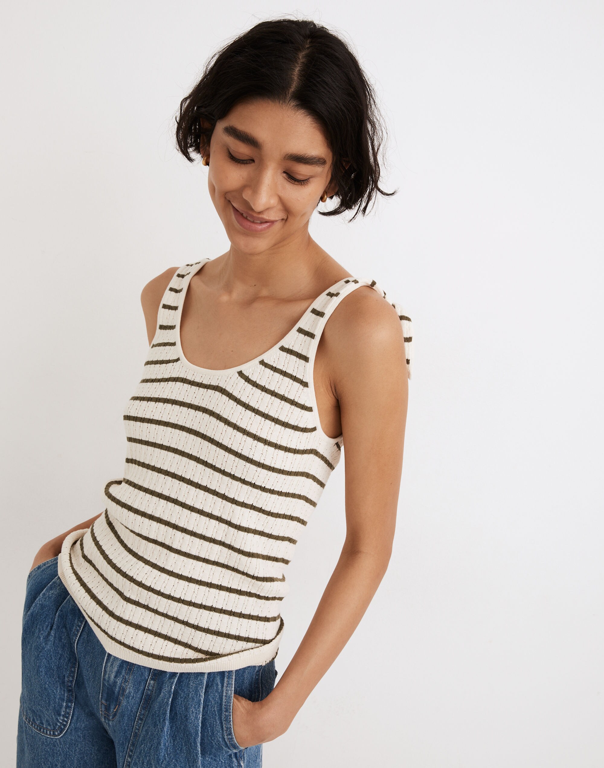 Striped Digby Tie-Strap Sweater Tank