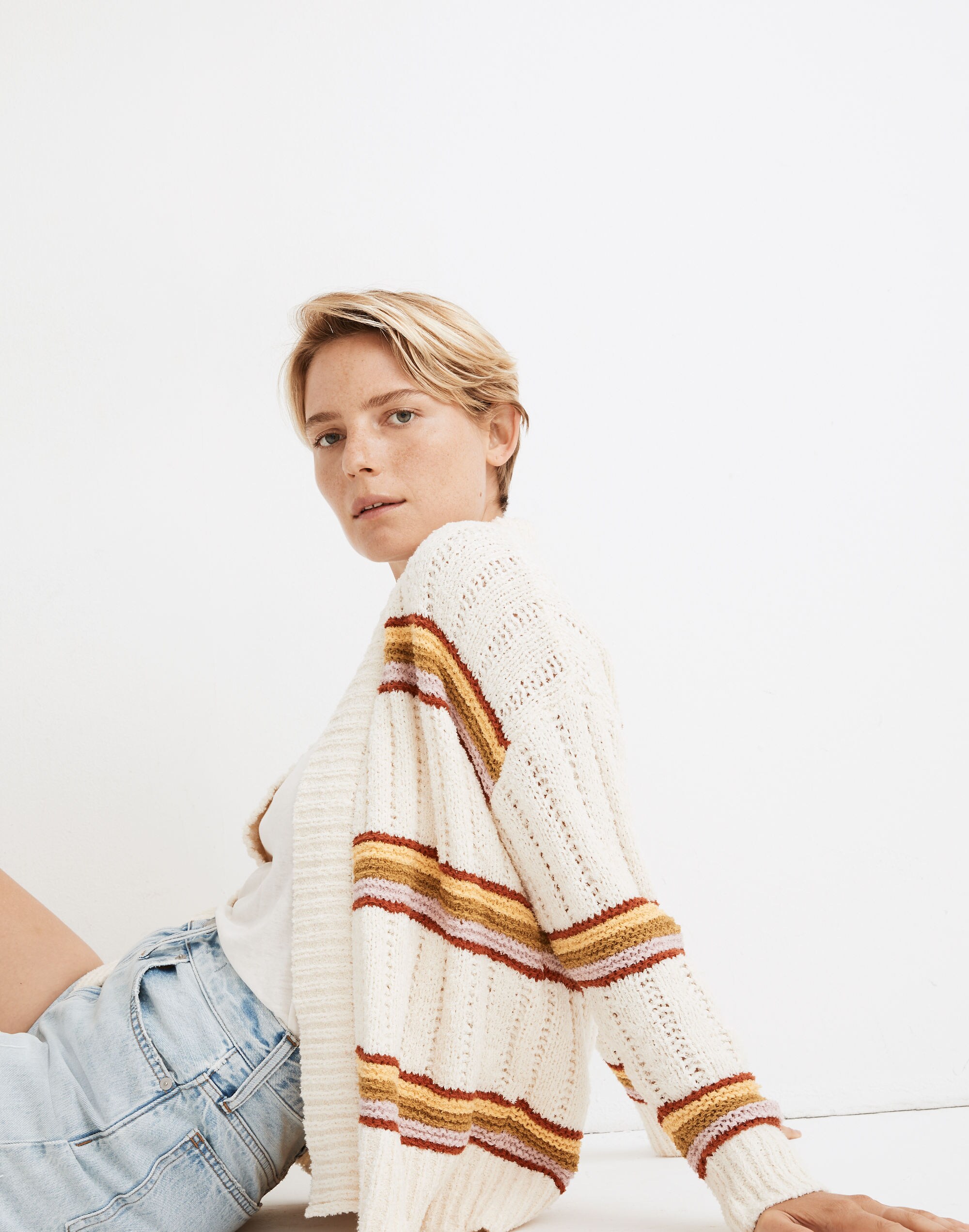 Striped Diaz Open Cardigan