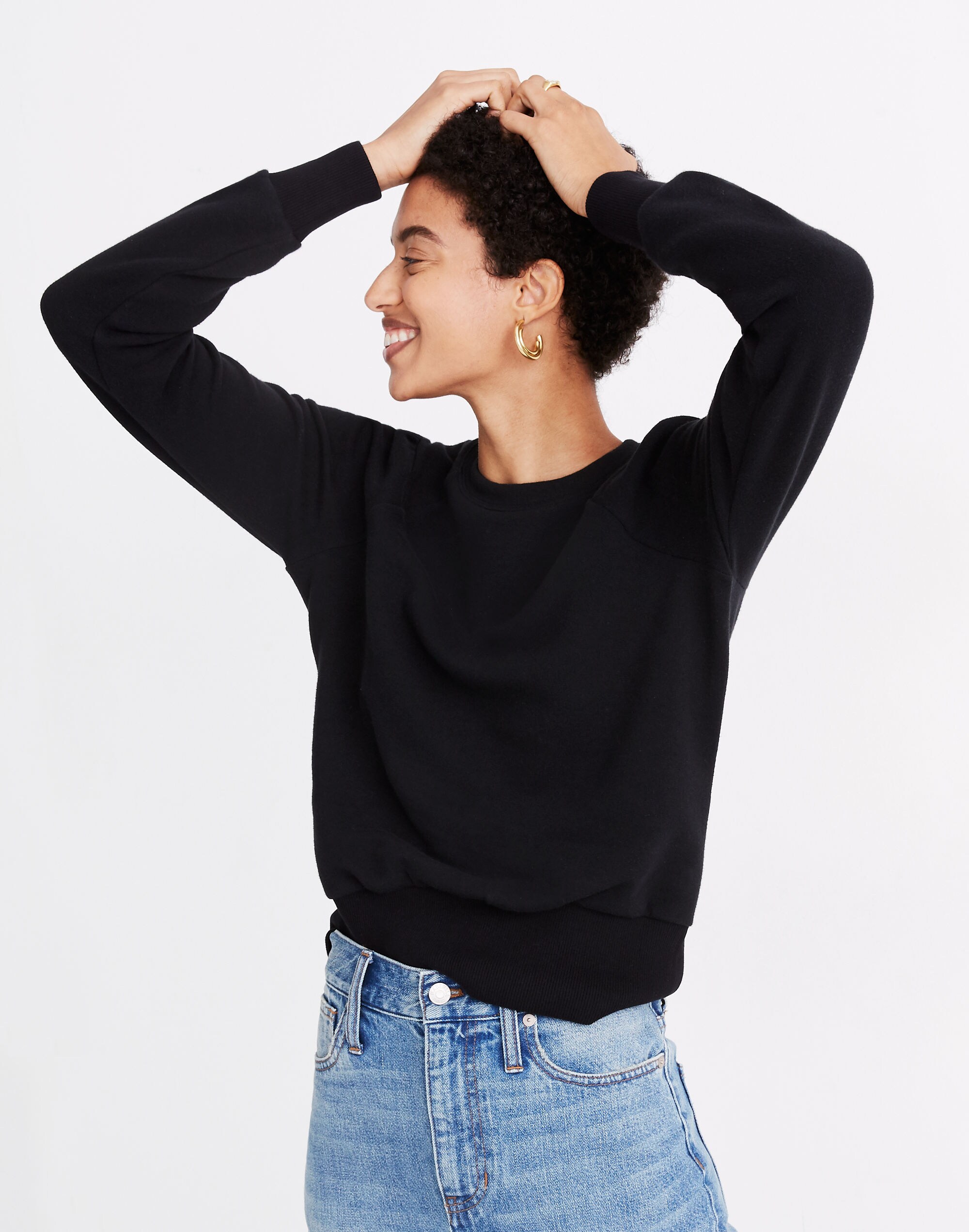 Puff-Sleeve Raglan Sweatshirt