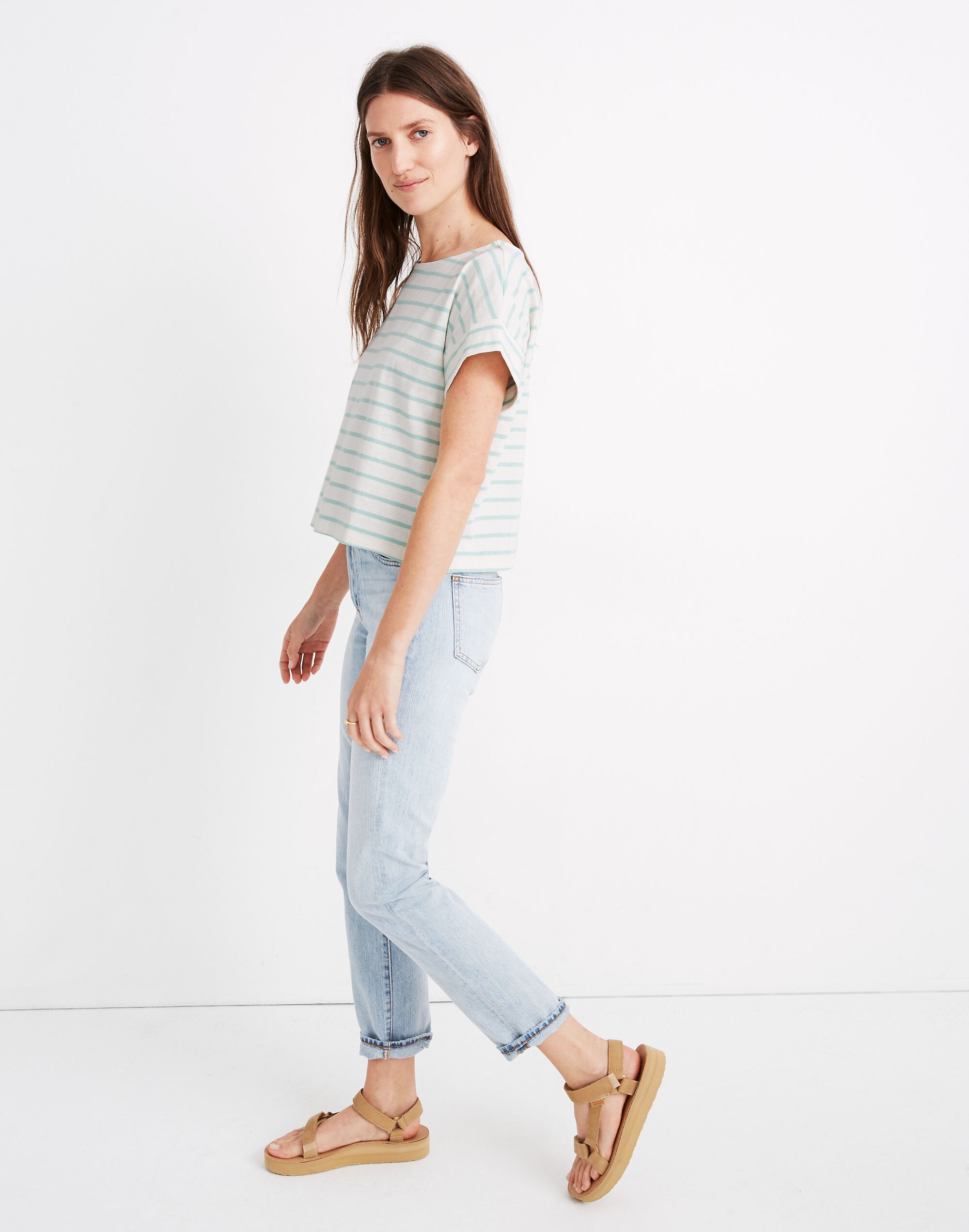 Boxy-Crop Tee in Stripe