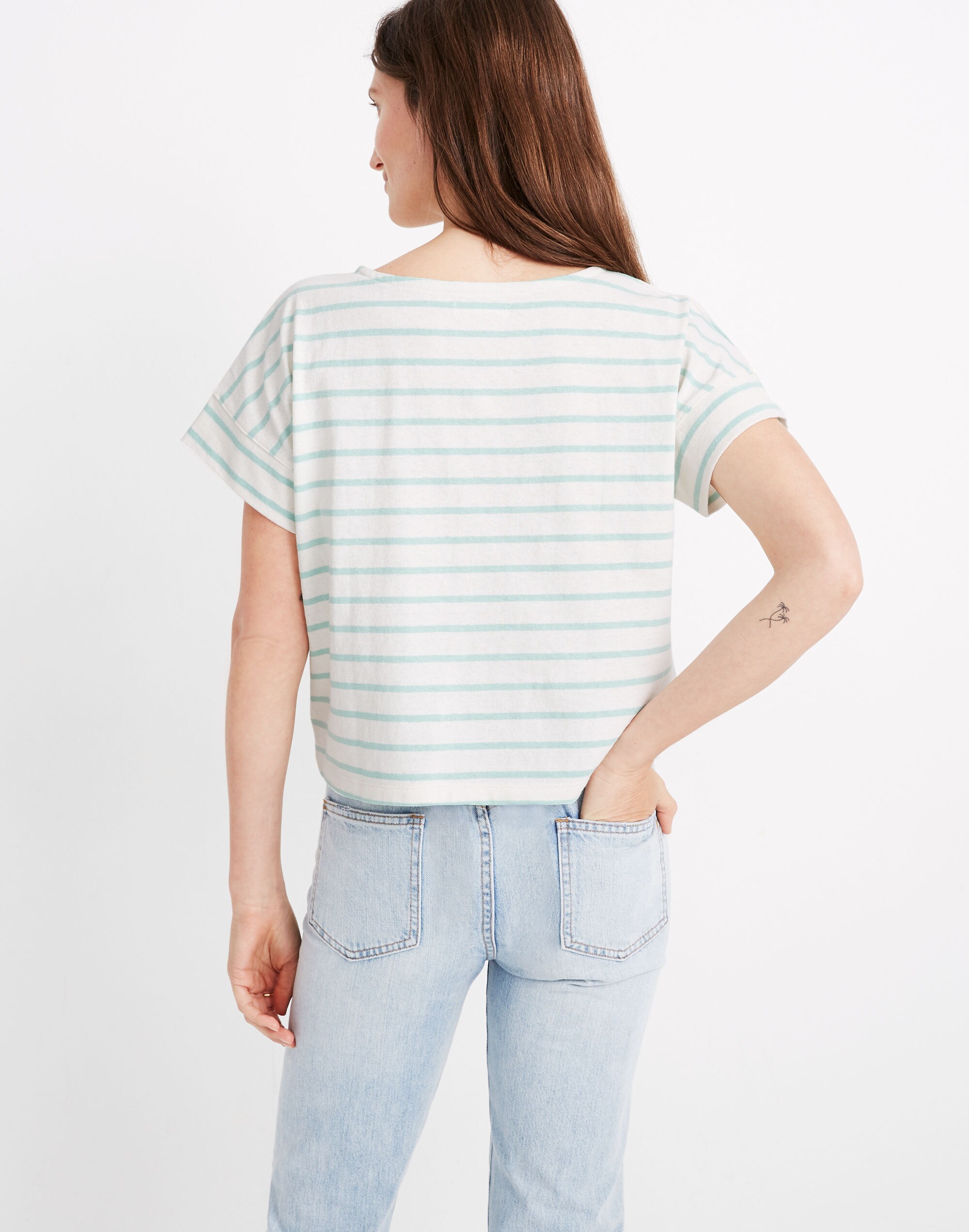 Boxy-Crop Tee in Stripe