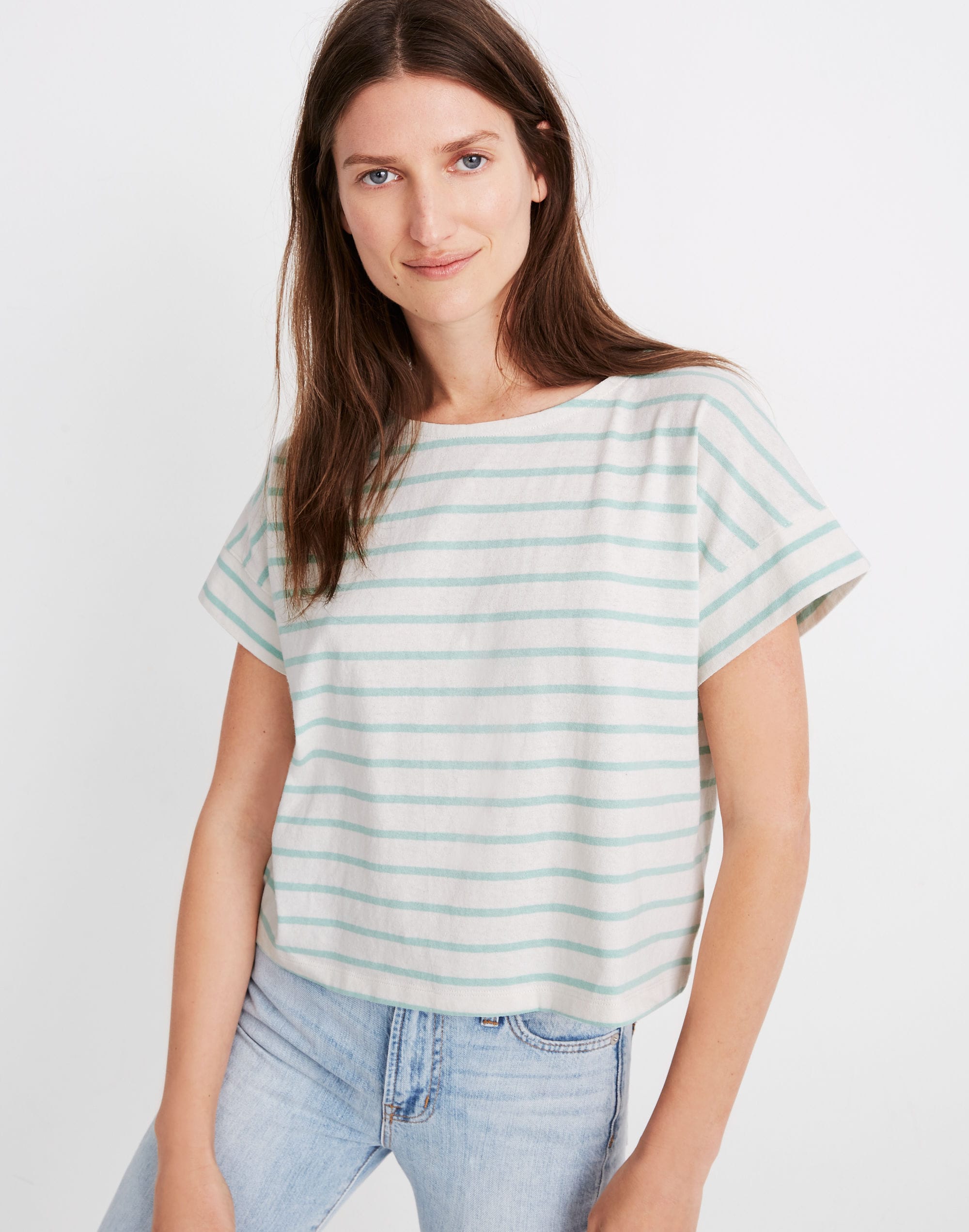 Boxy-Crop Tee in Stripe