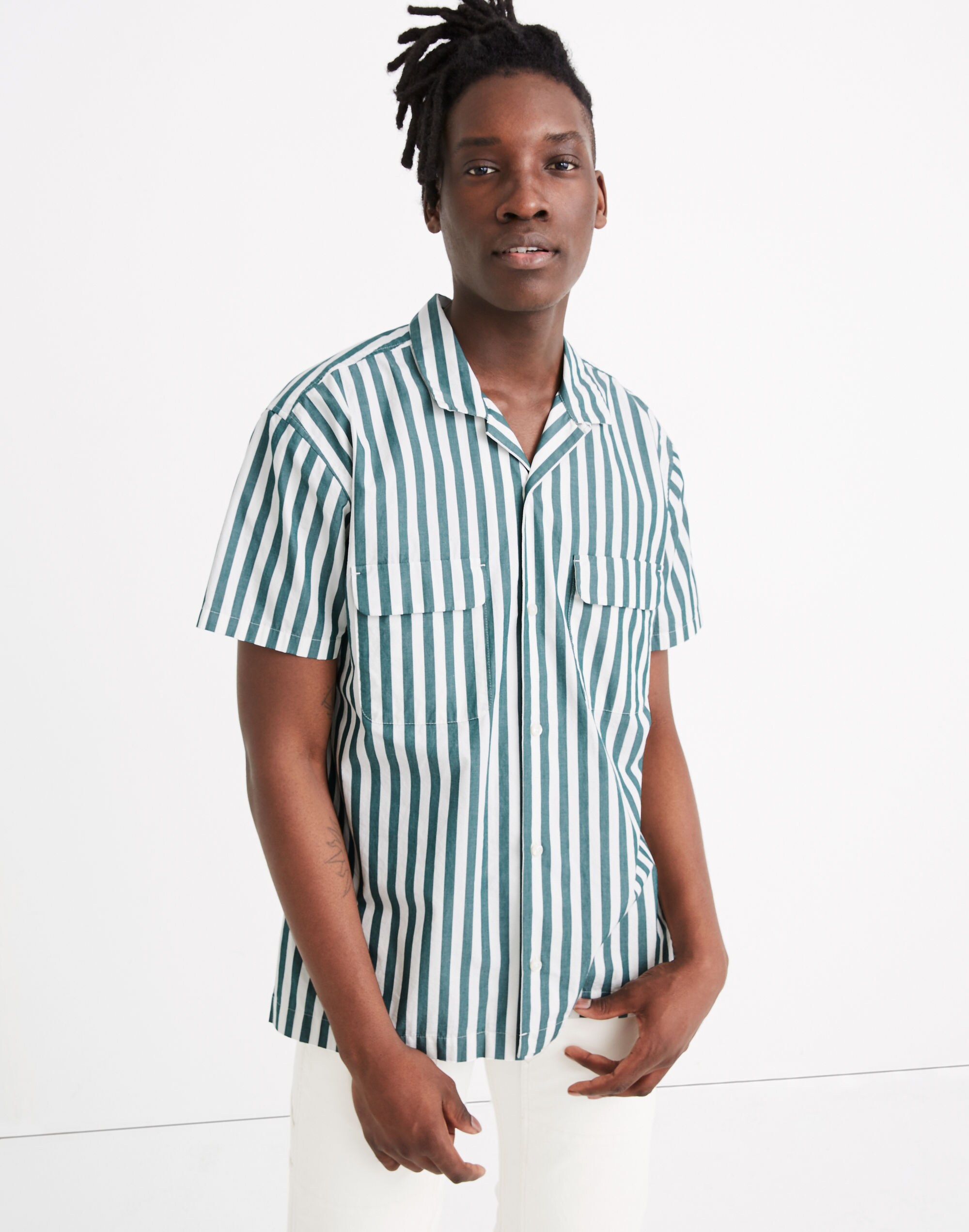 Poplin Short-Sleeve Easy Shirt in McNeil Stripe