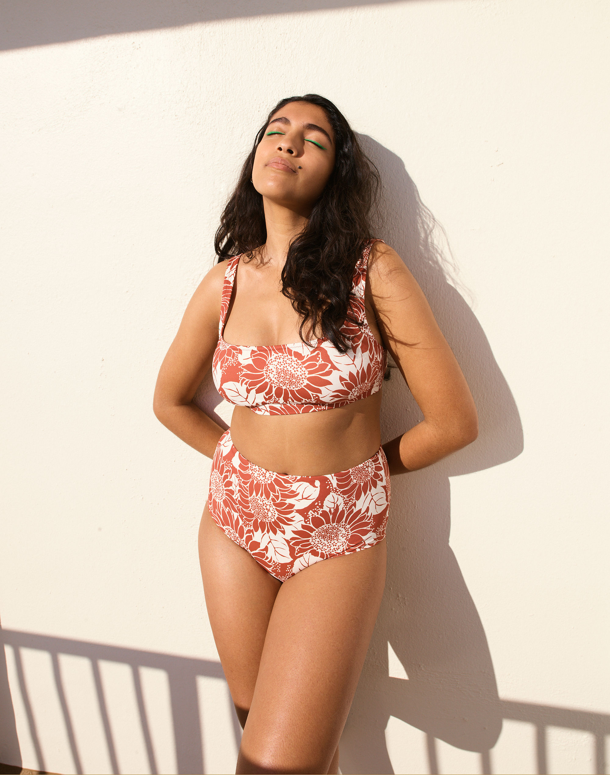 madewell second wave balconette bikini top in sunflower season