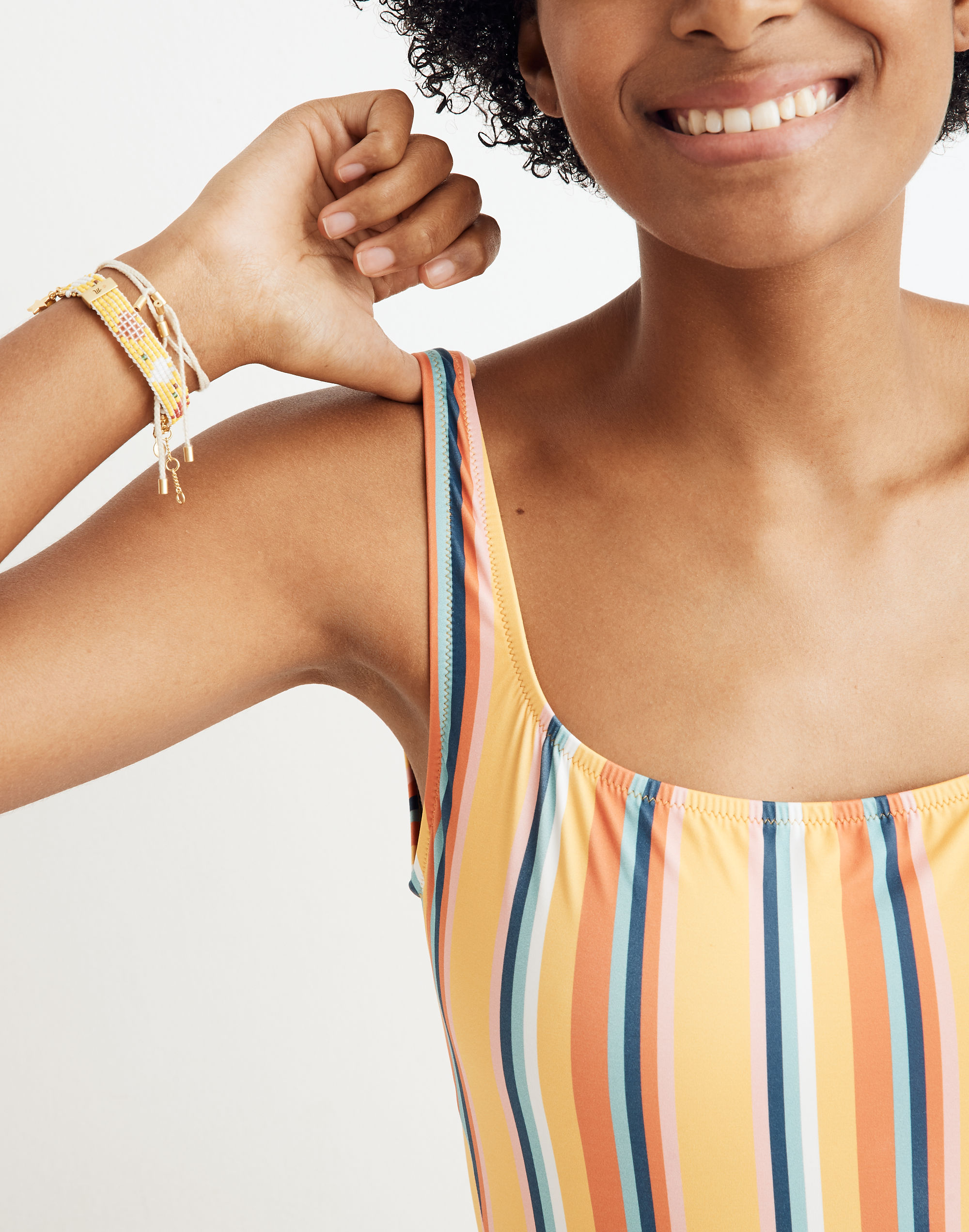 Madewell Second Wave Square-Neck Tank One-Piece Swimsuit in Almeria Stripe