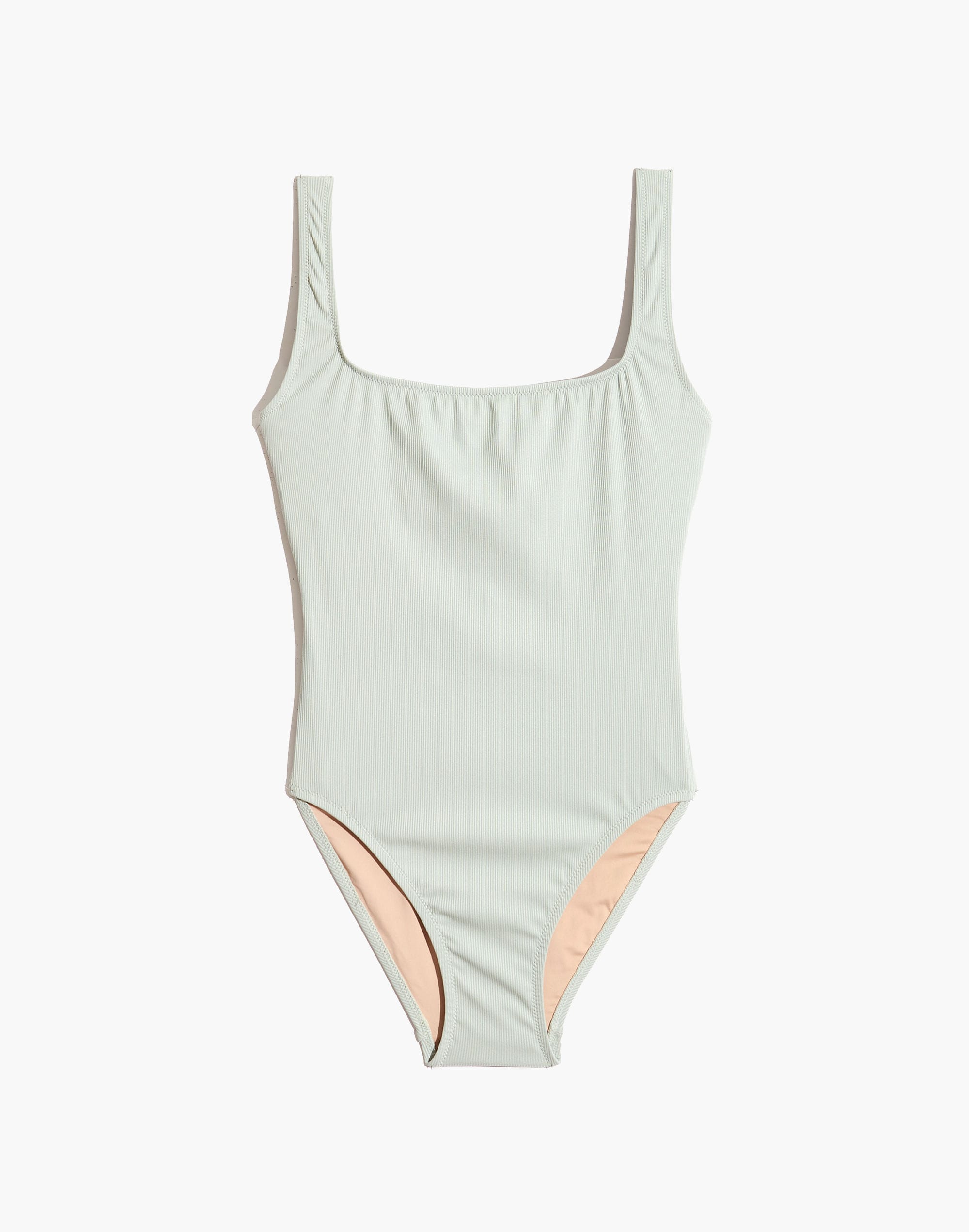 madewell second wave ribbed square-neck tank one-piece swimsuit