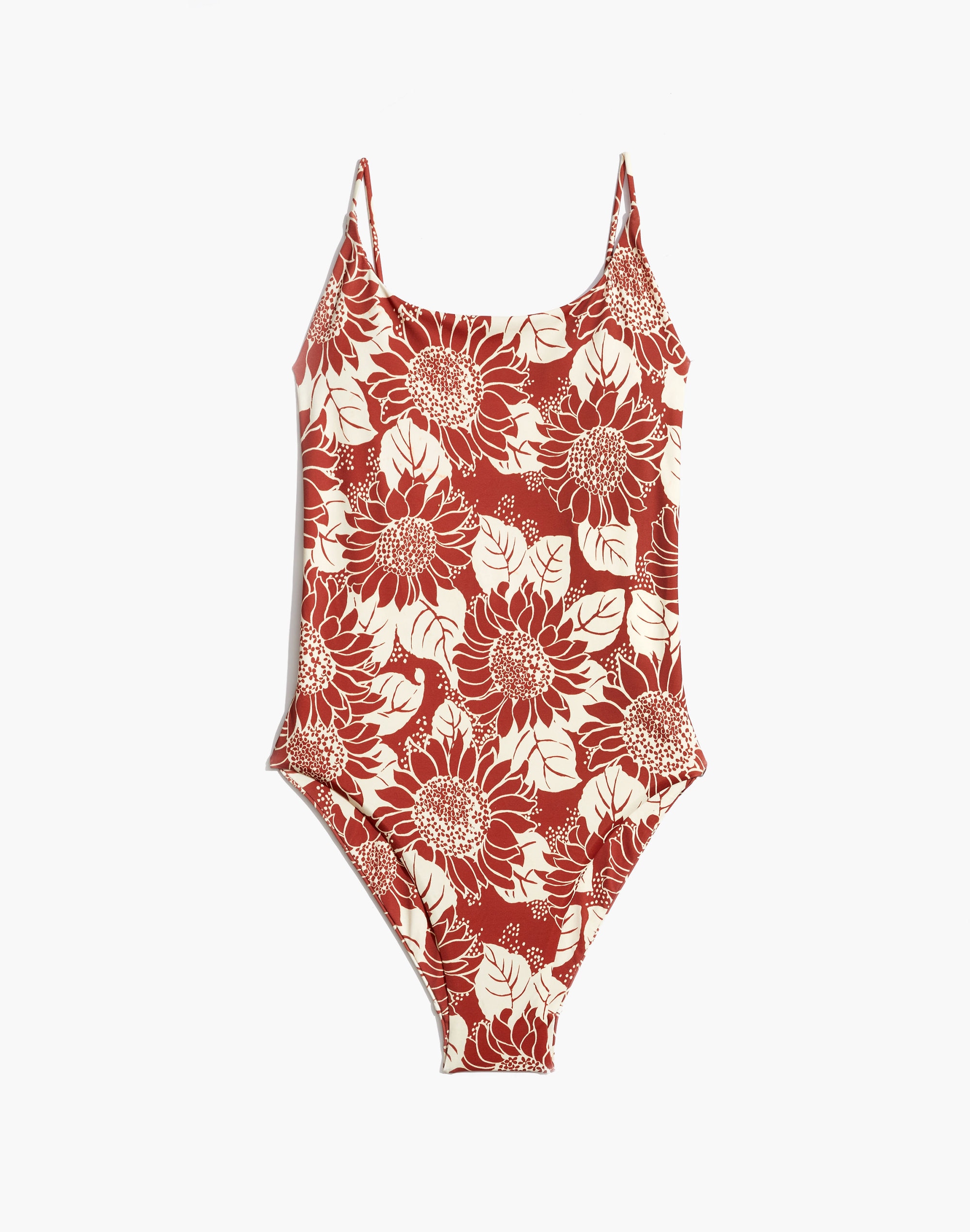 Madewell Second Wave Spaghetti-Strap One-Piece Swimsuit in Sunflower Season