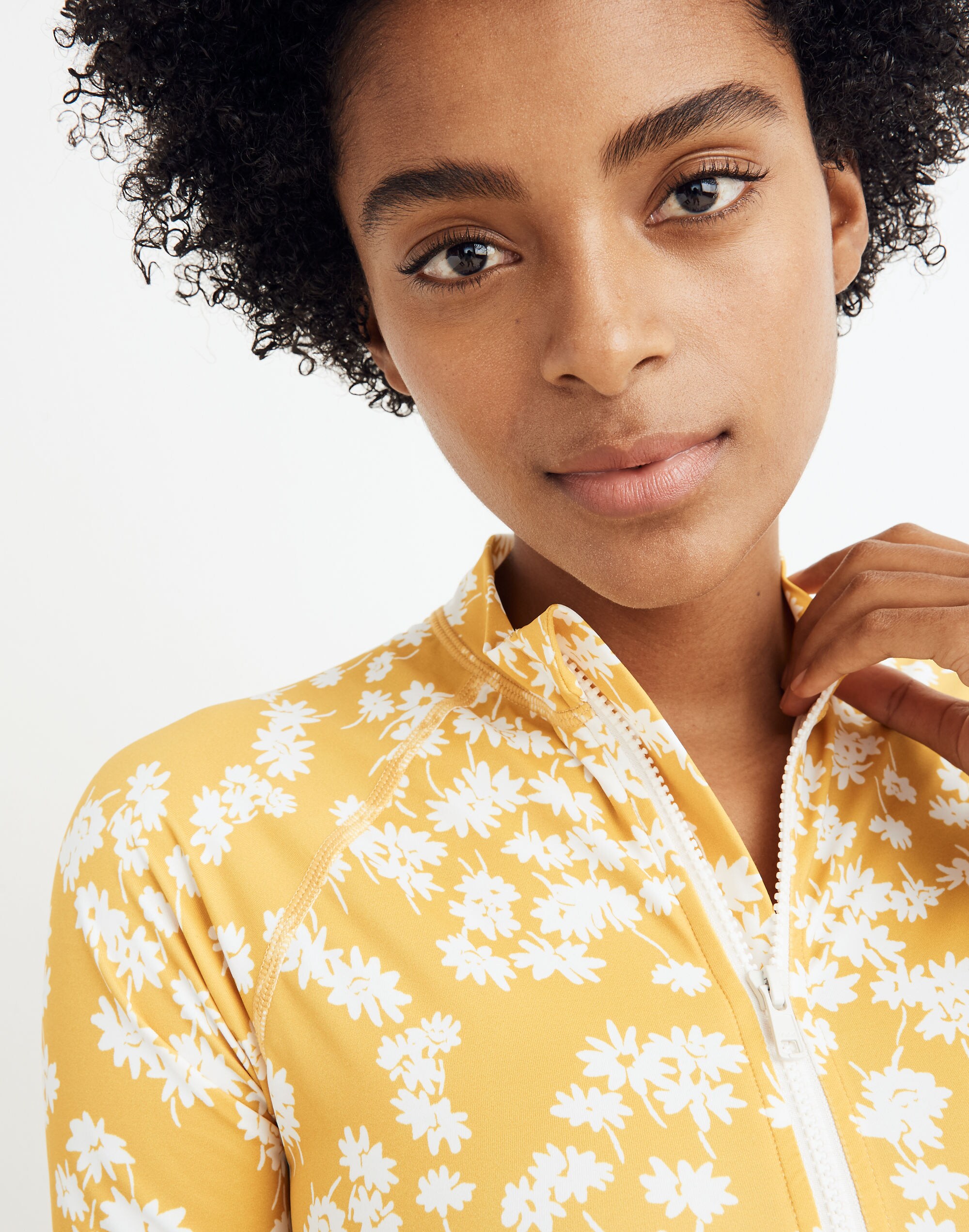 Madewell Second Wave Short-Sleeve Rash Guard in Golden Afternoon