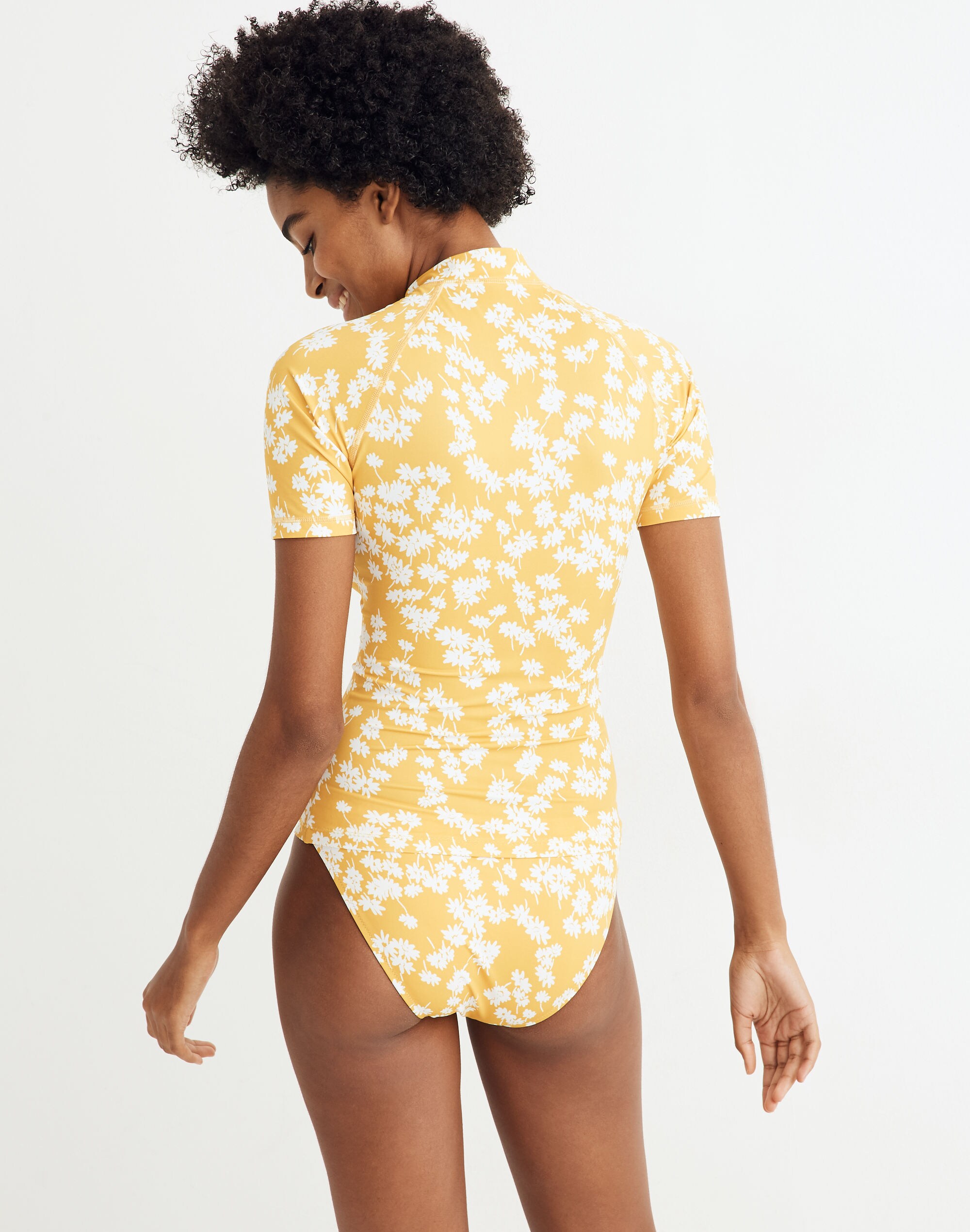 Madewell Second Wave Short-Sleeve Rash Guard in Golden Afternoon
