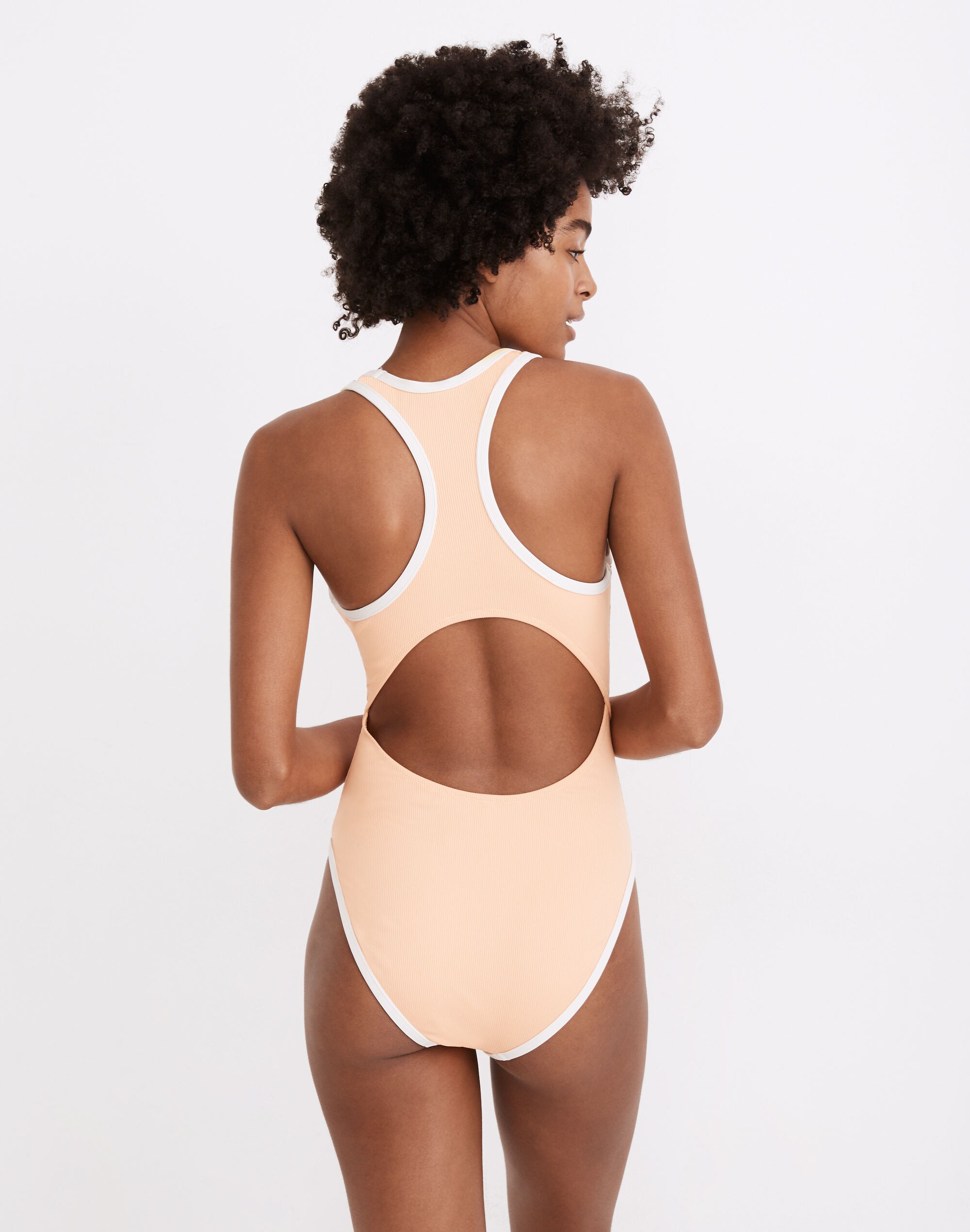 Madewell Second Wave Ribbed Racerback Cutout One-Piece Swimsuit