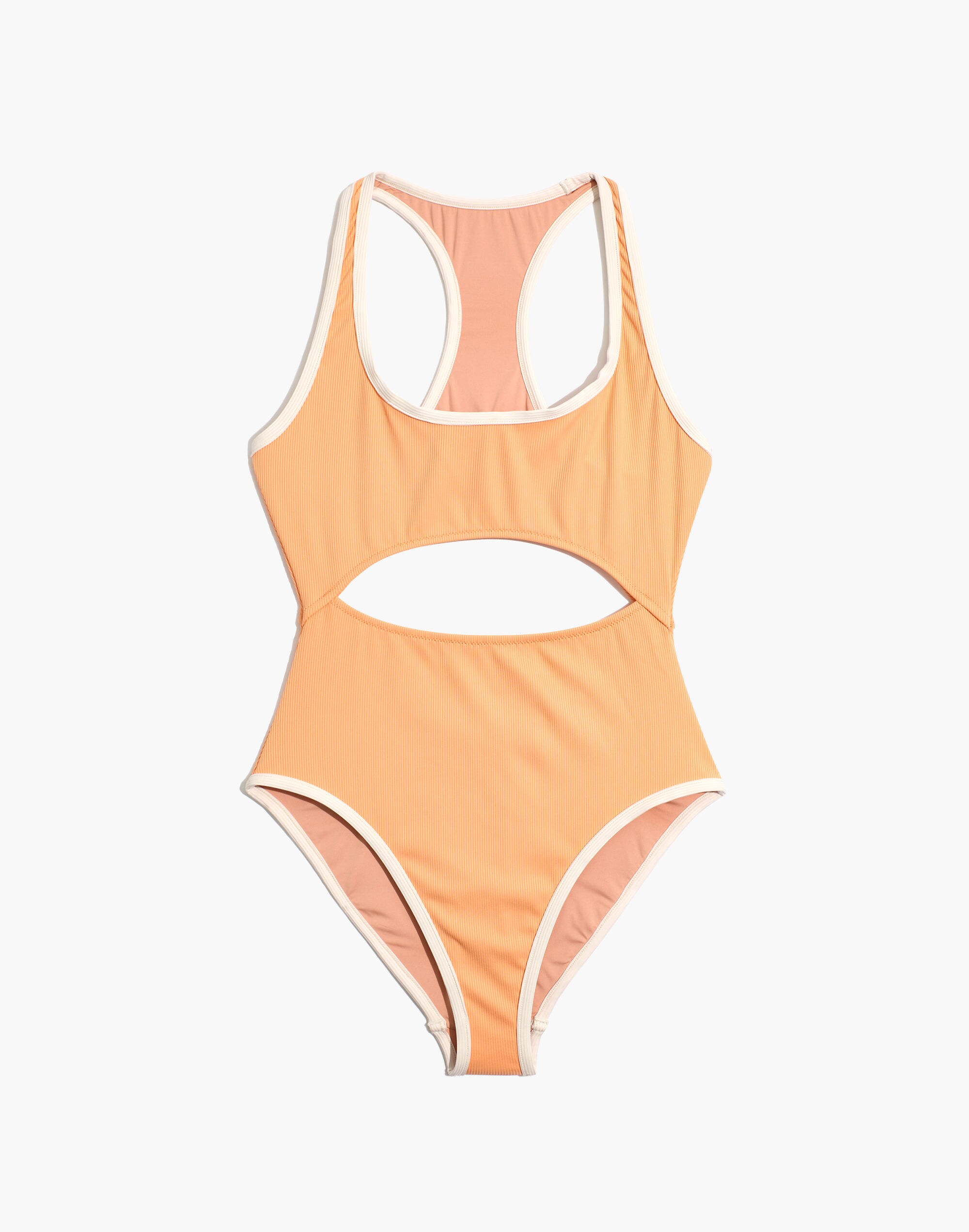 Madewell Second Wave Ribbed Racerback Cutout One-Piece Swimsuit