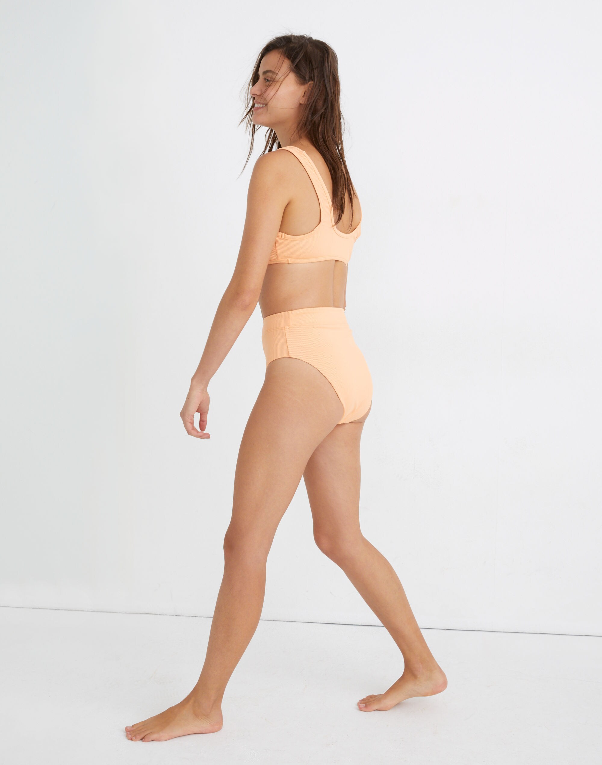 Madewell Second Wave Ribbed High-Cut Bikini Bottom