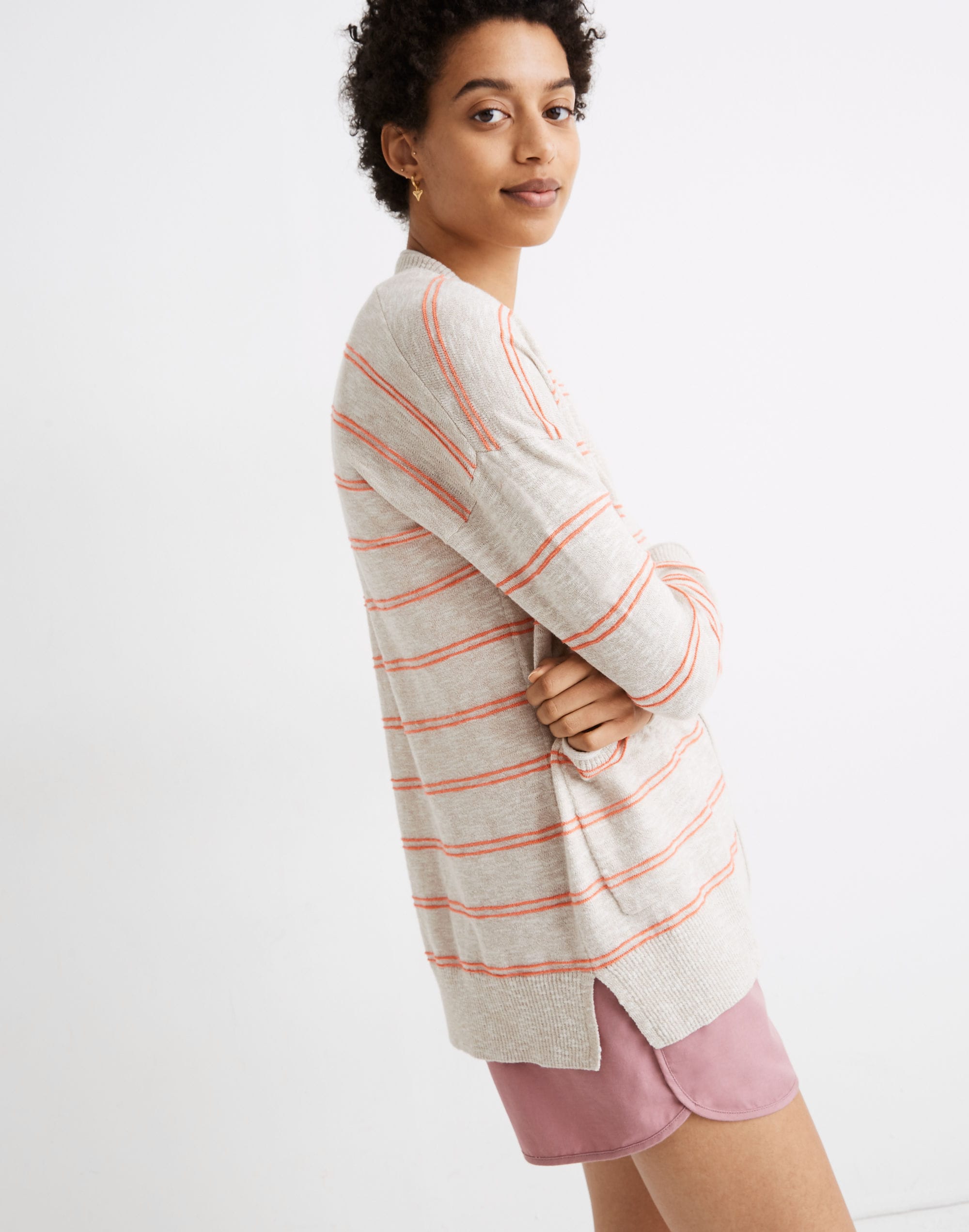 Bradley Cardigan Sweater in Textured Stripe