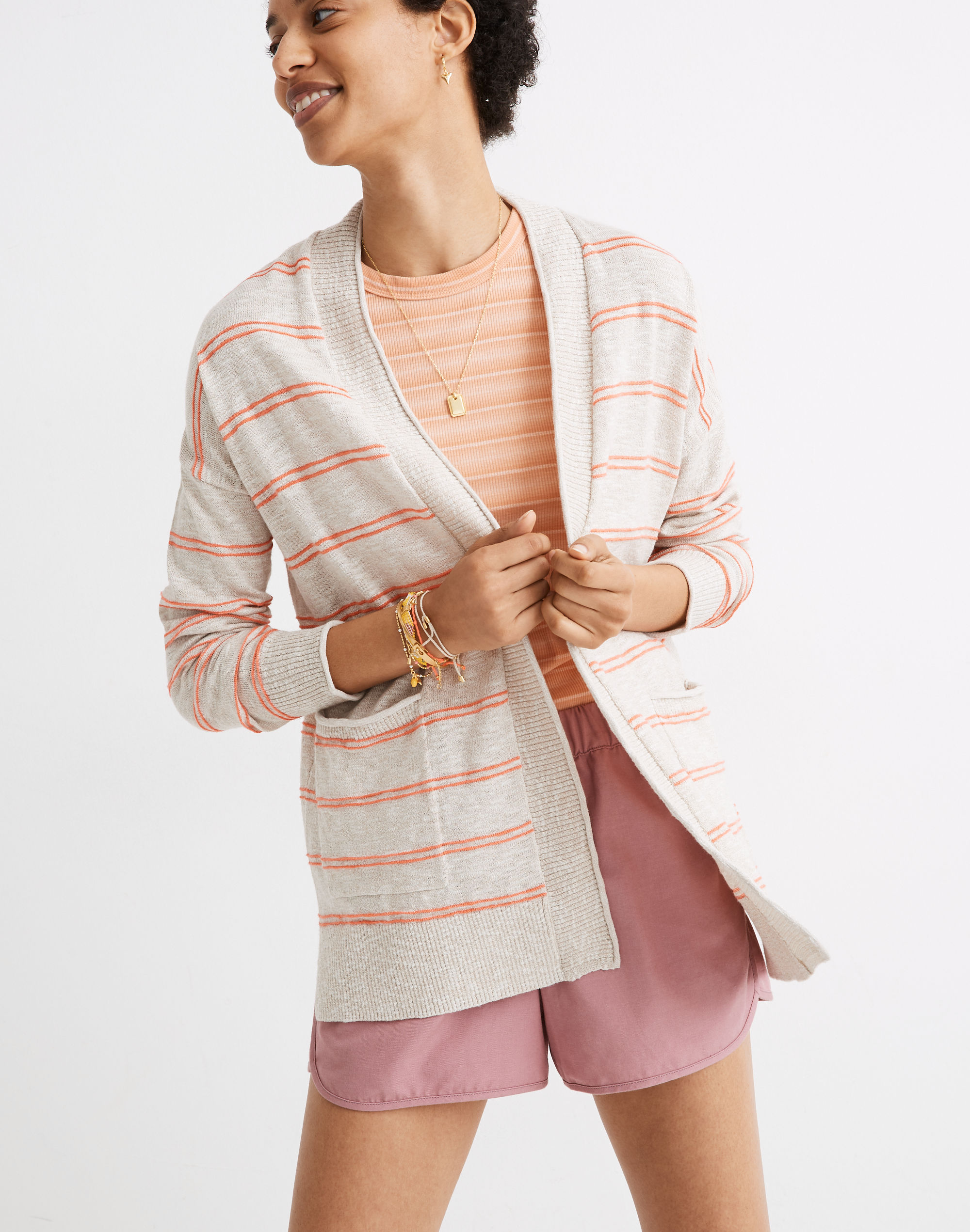 Bradley Cardigan Sweater in Textured Stripe