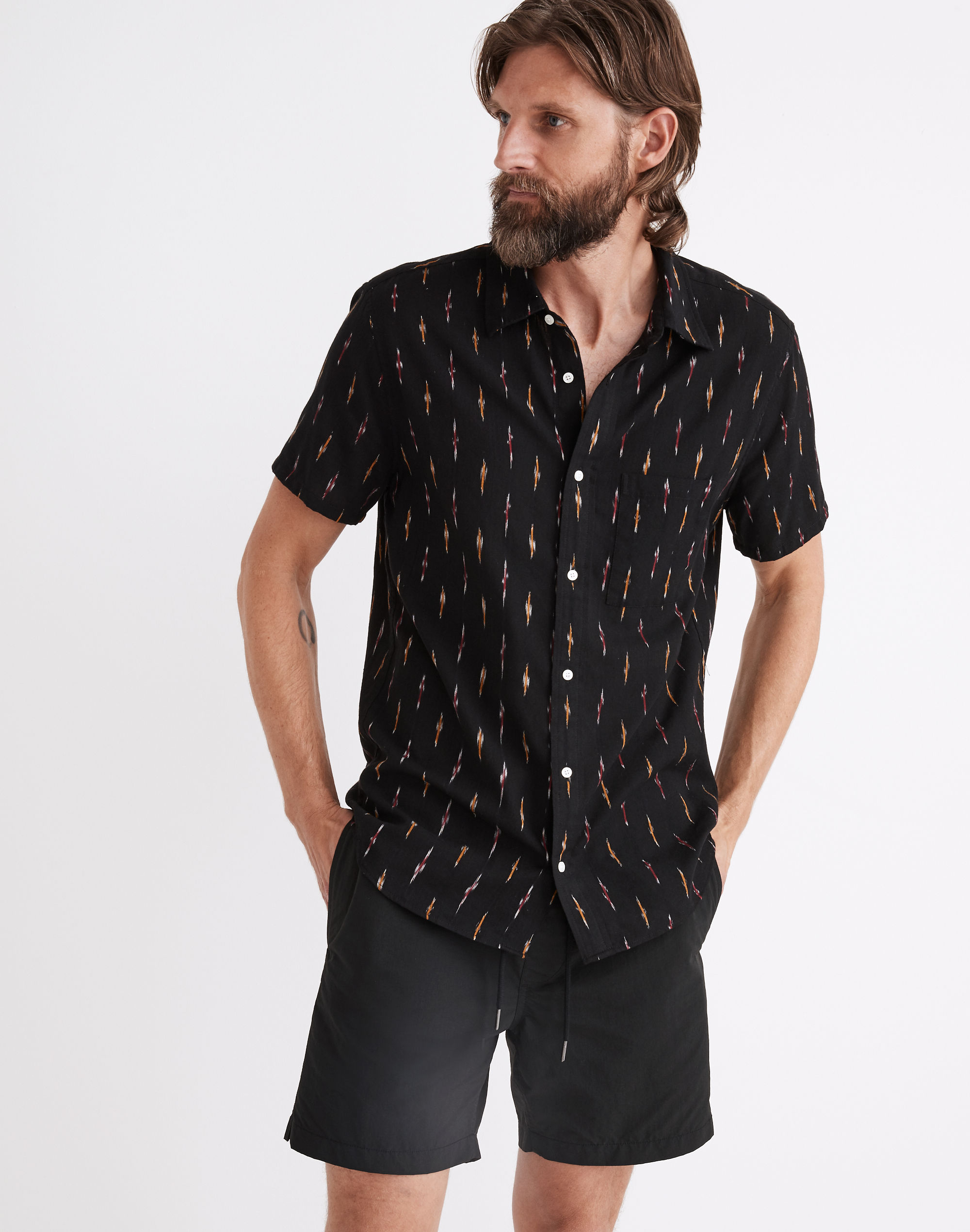 Short-Sleeve Perfect Shirt in Ikat Dash
