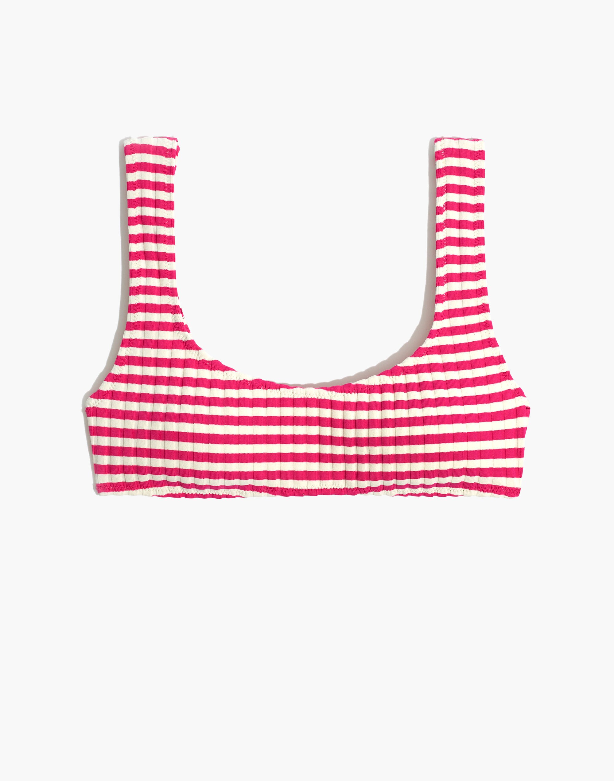 Solid &amp; Striped&reg; Elle Ribbed Bikini Top in Fuchsia Stripes