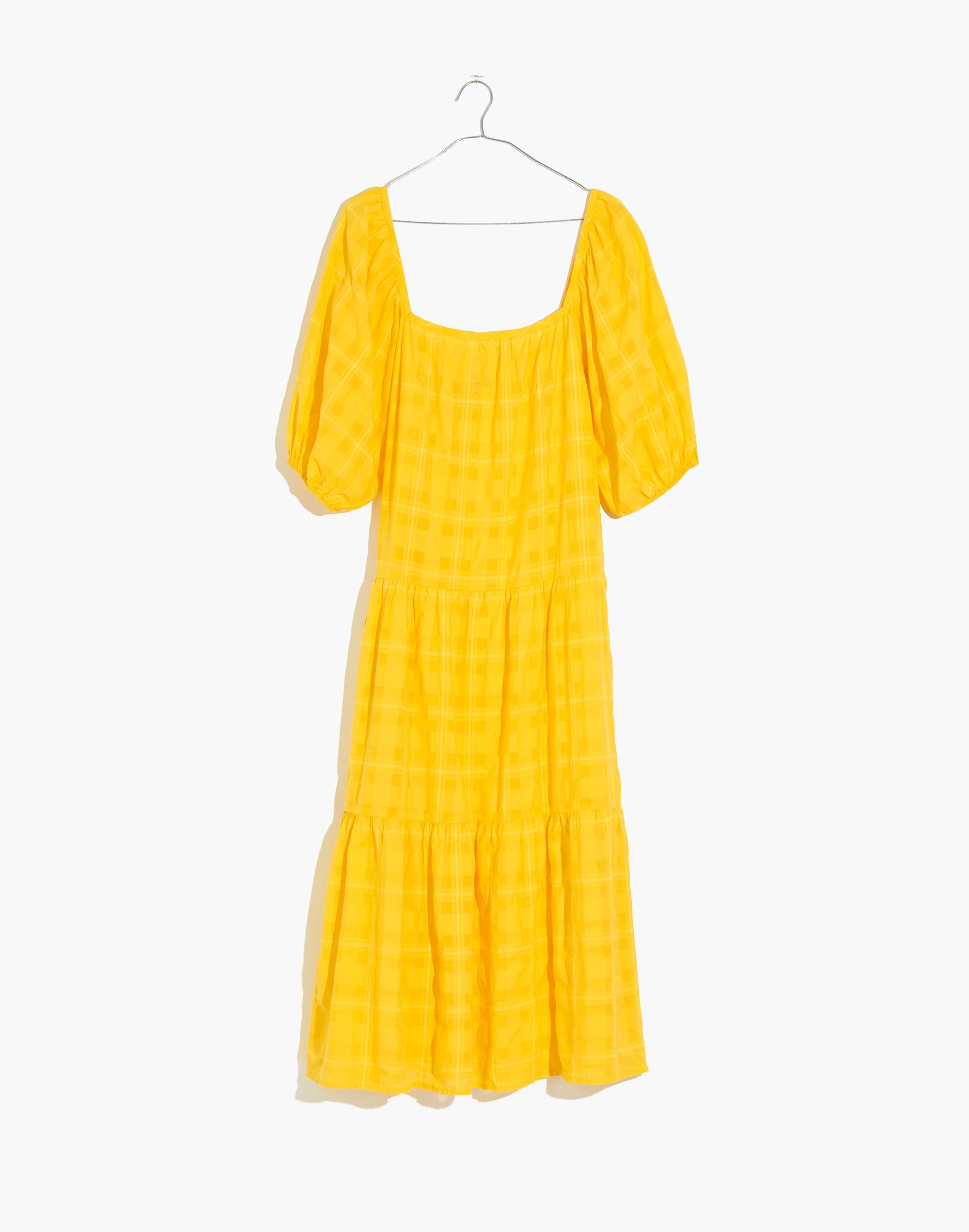 Solid &amp; Striped&reg; Puff-Sleeve Cover-Up Peasant Dress in Yellow Plaid