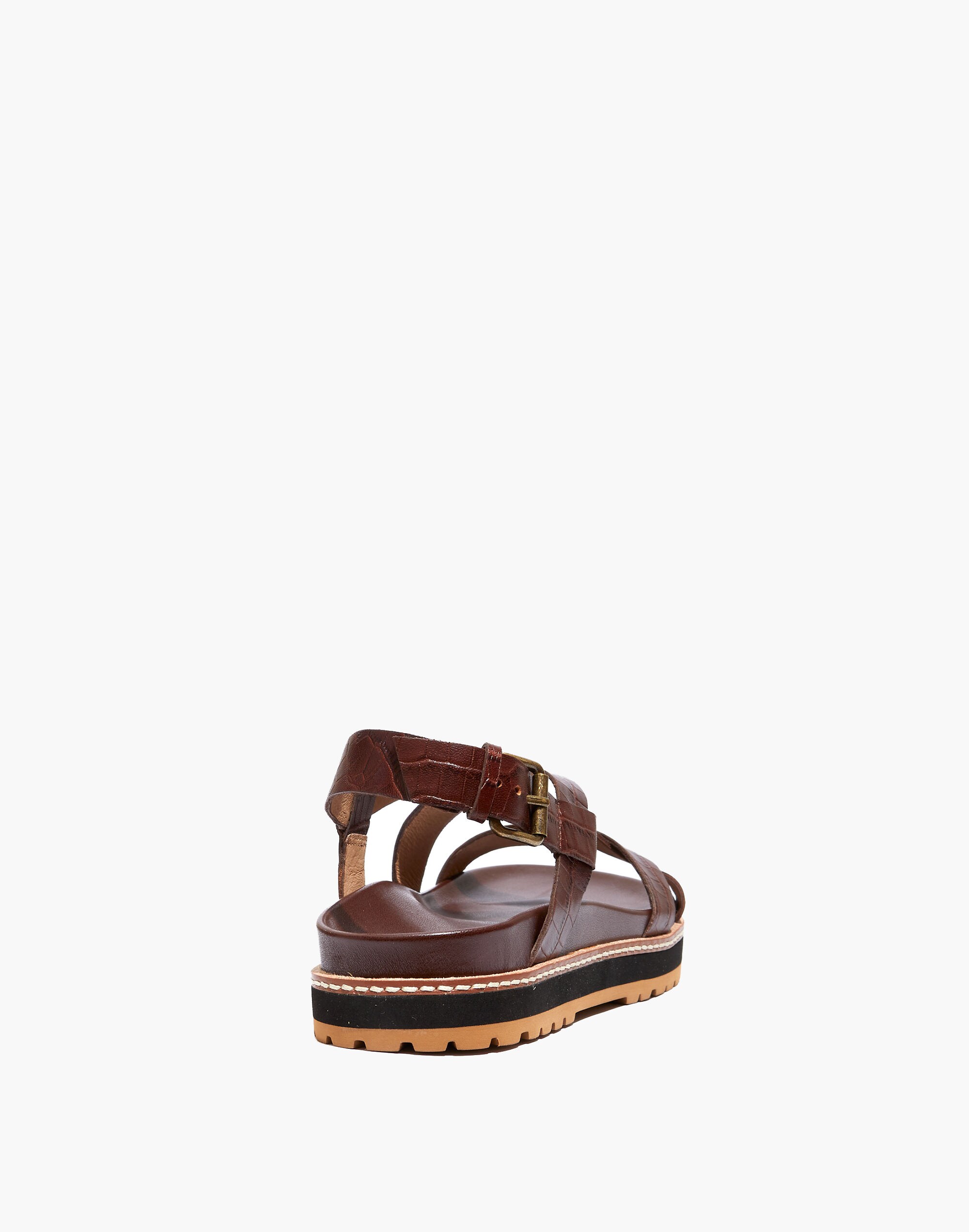 The Aubrey Sandal in Croc Embossed Leather