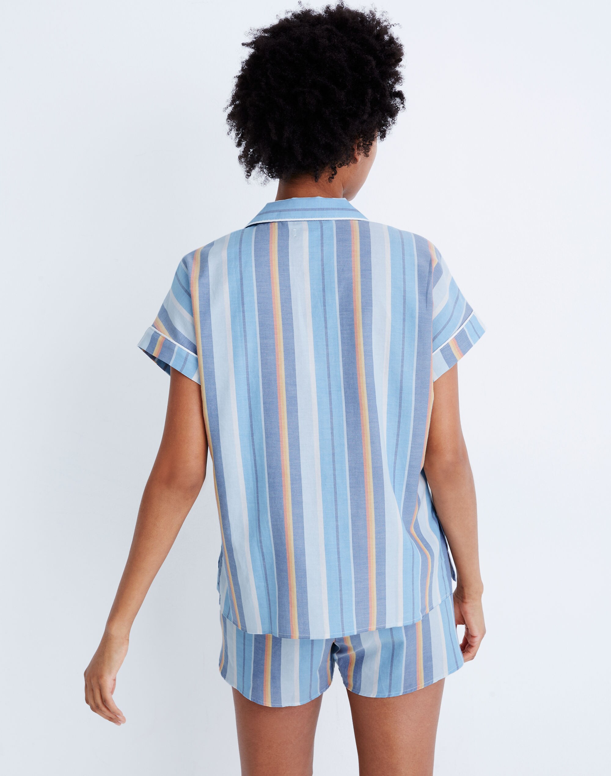 Bedtime Pajama Top in Solano Stripe: Colorblock Piping Edition