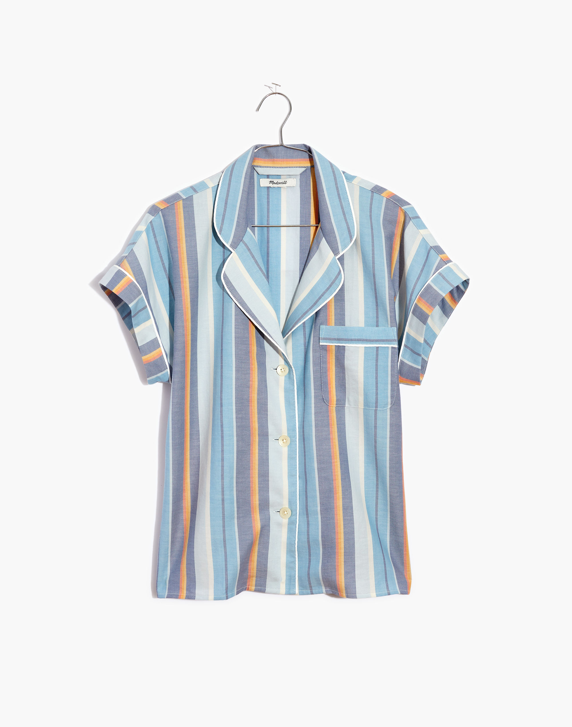 Bedtime Pajama Top in Solano Stripe: Colorblock Piping Edition