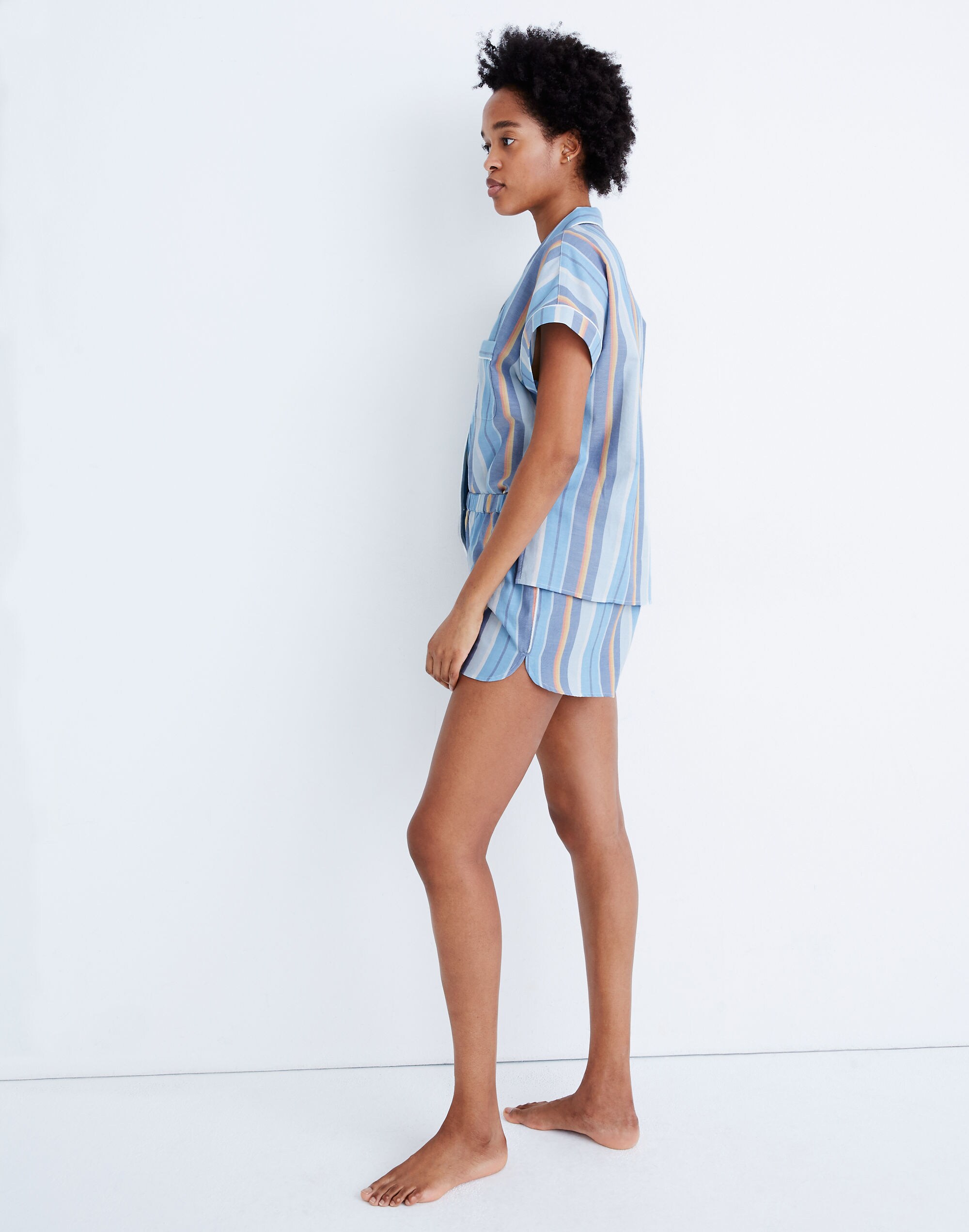 Bedtime Pajama Shorts in Solano Stripe: Colorblock Piping Edition