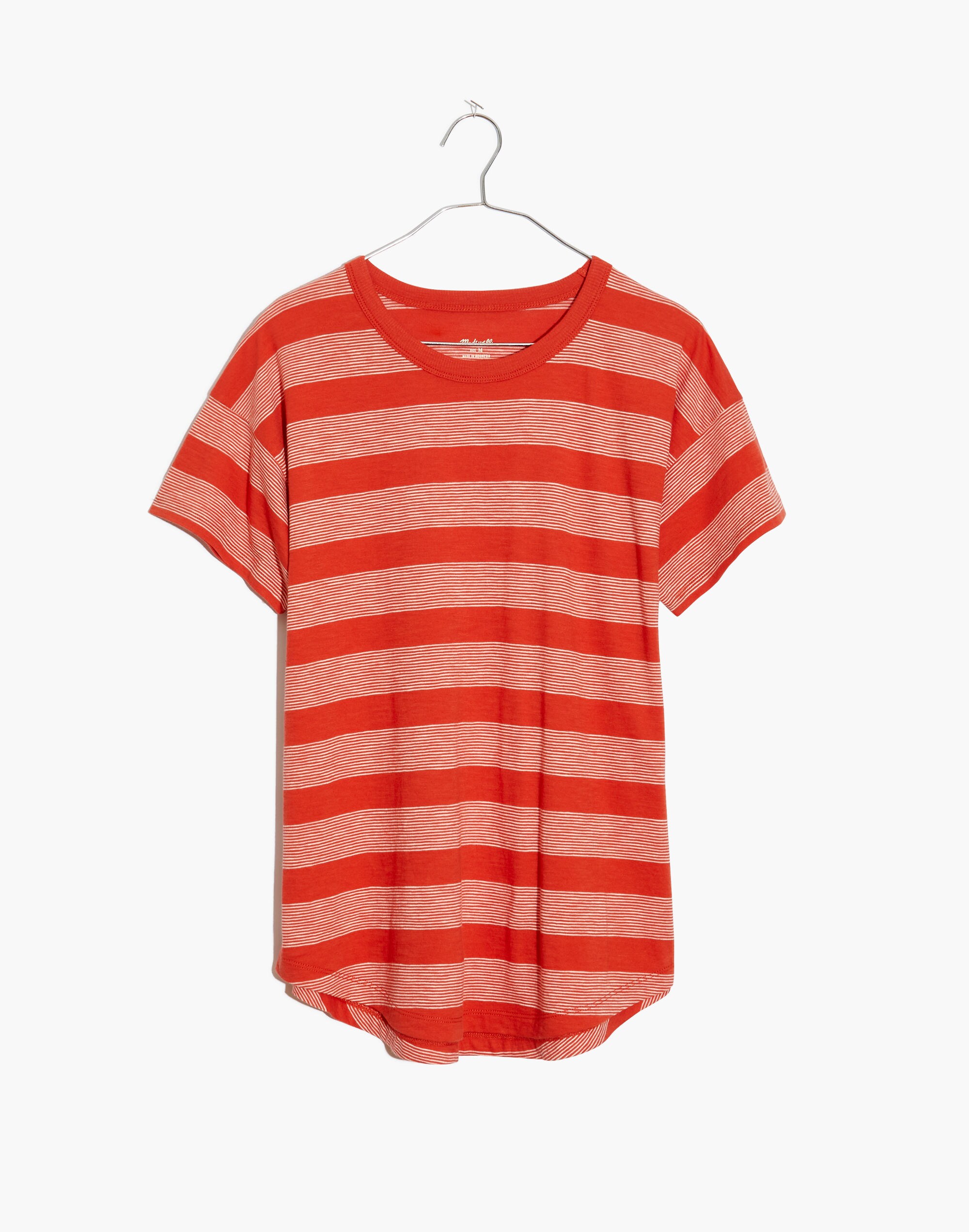 Whisper Cotton Rib-Crewneck Tee in Boone Stripe