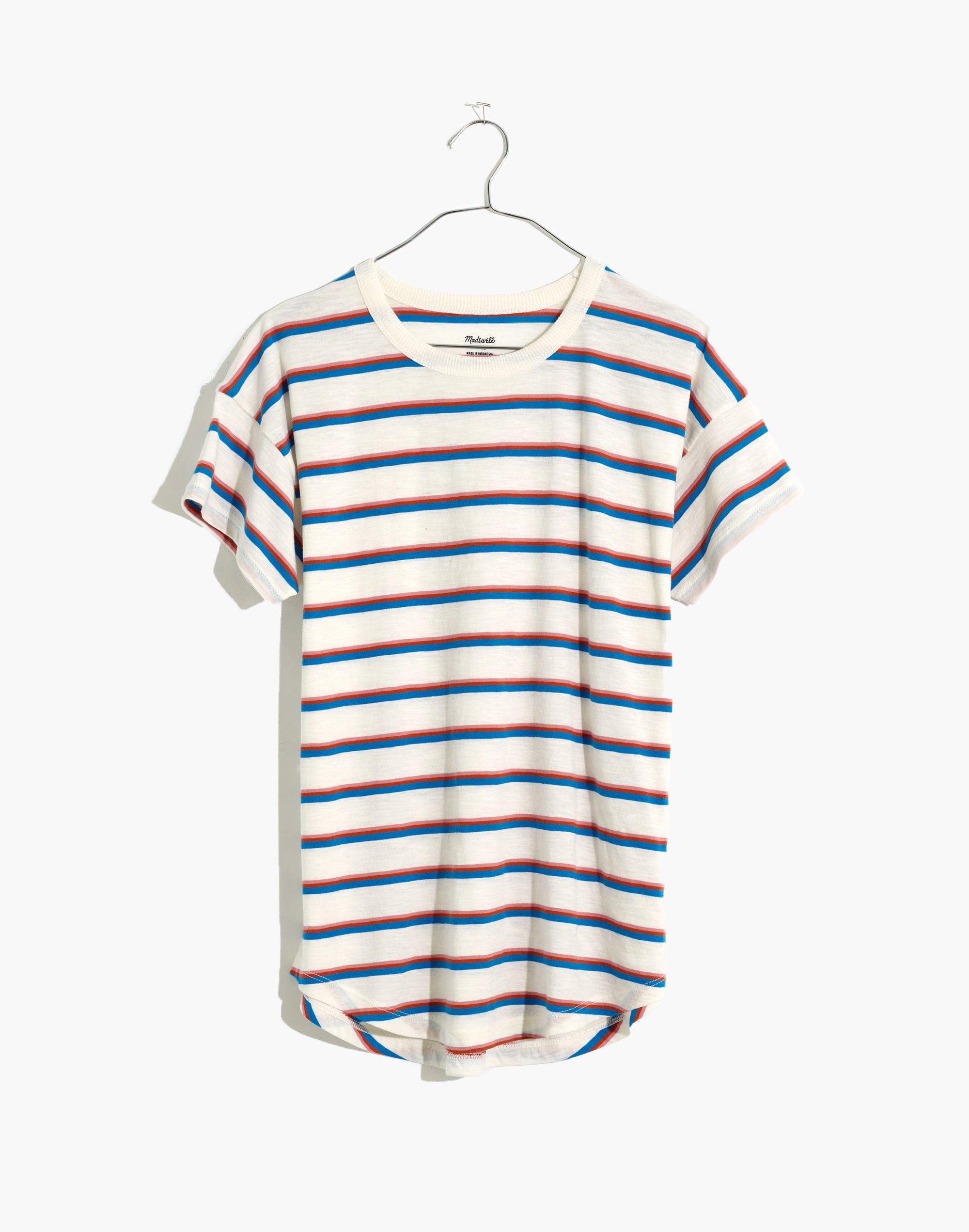 Whisper Cotton Rib-Crewneck Tee in Rockwood Stripe