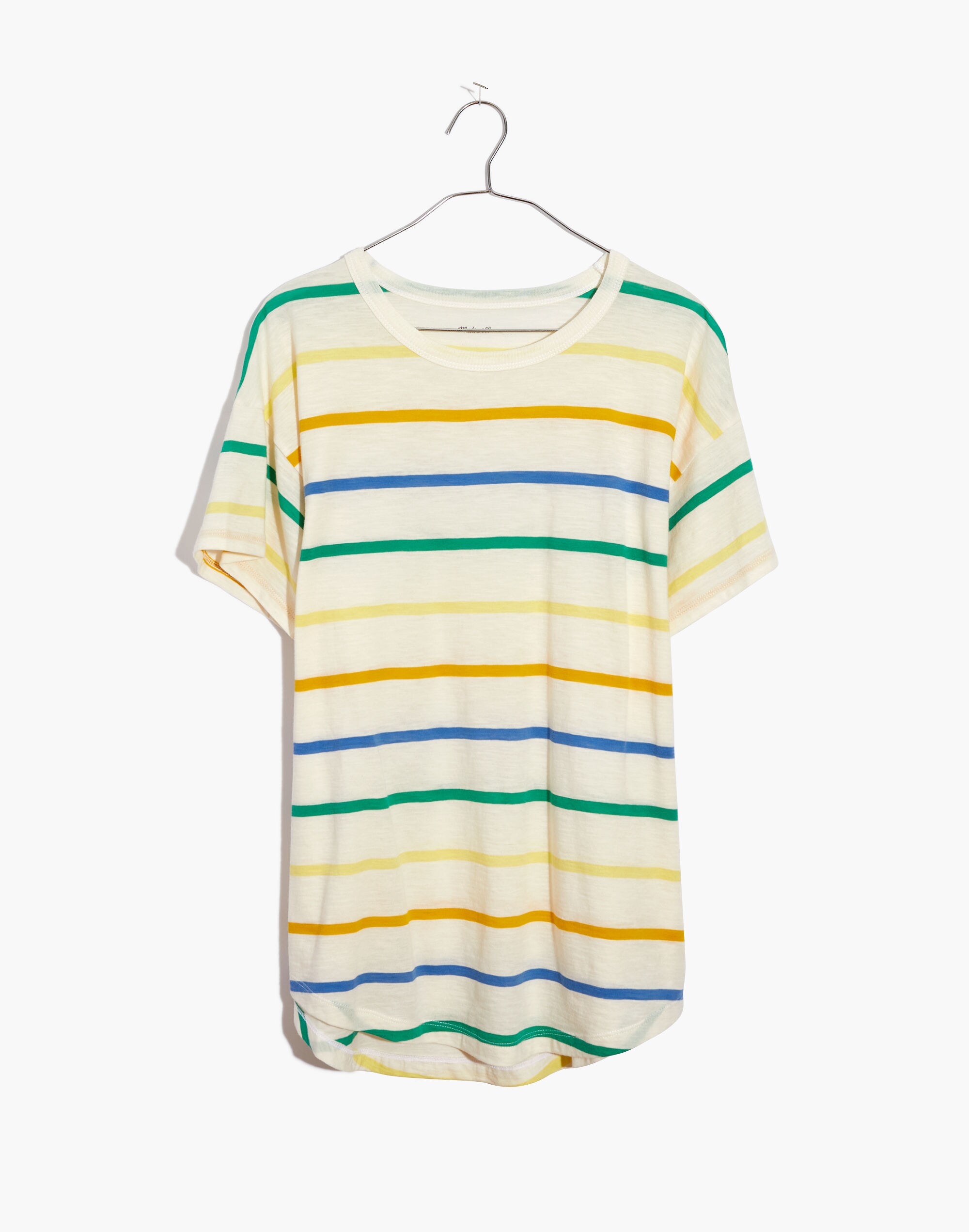 Whisper Cotton Rib-Crewneck Tee in Raymond Stripe