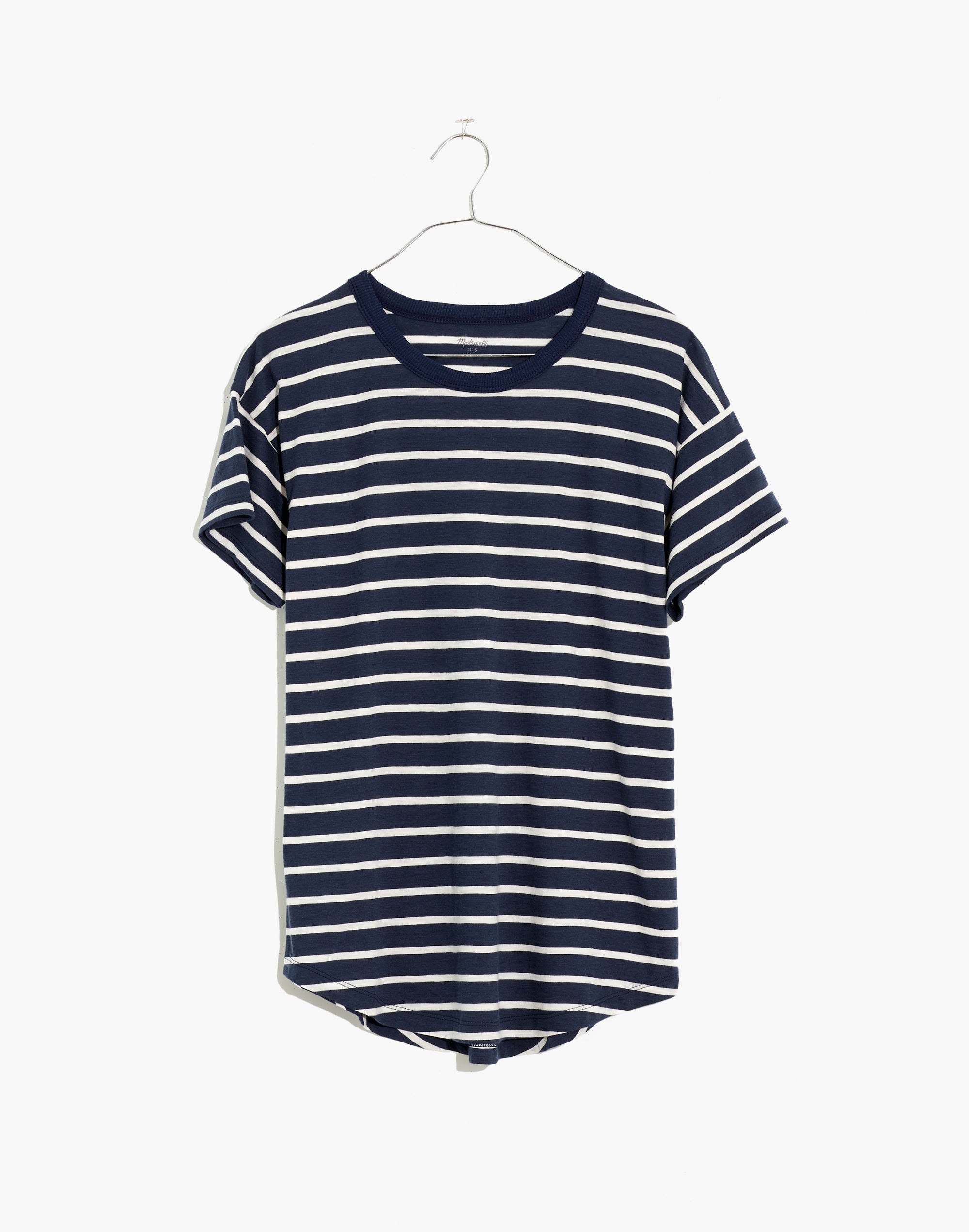 Whisper Cotton Rib-Crewneck Tee in Mariner Stripe