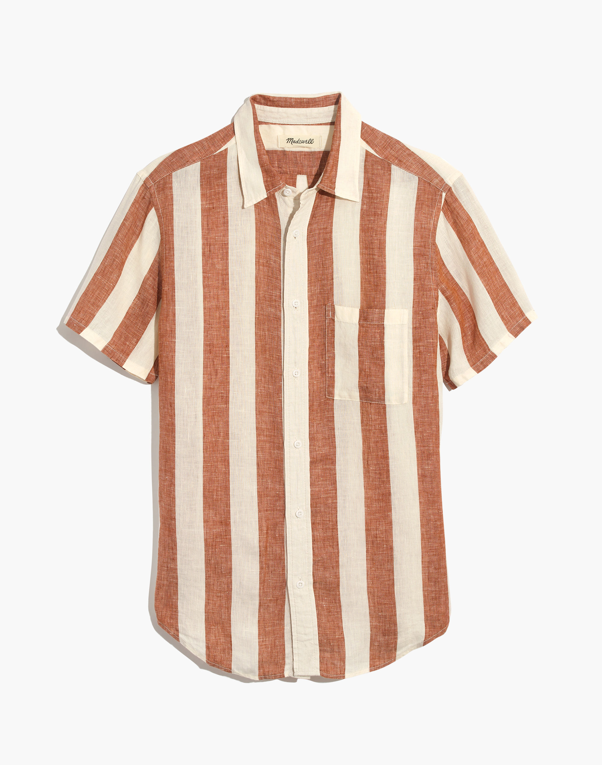 Linen Short-Sleeve Perfect Shirt in Watkins Stripe