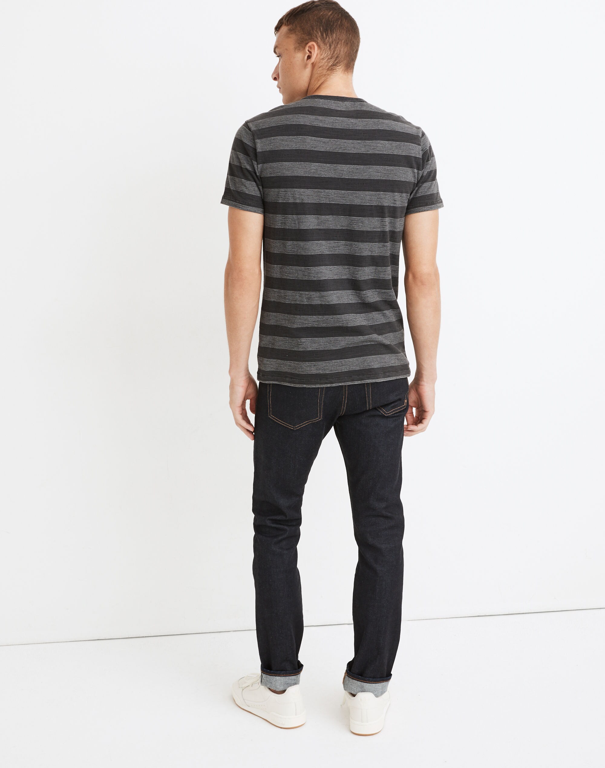 Allday Crewneck Pocket Tee in Graythorn Stripe