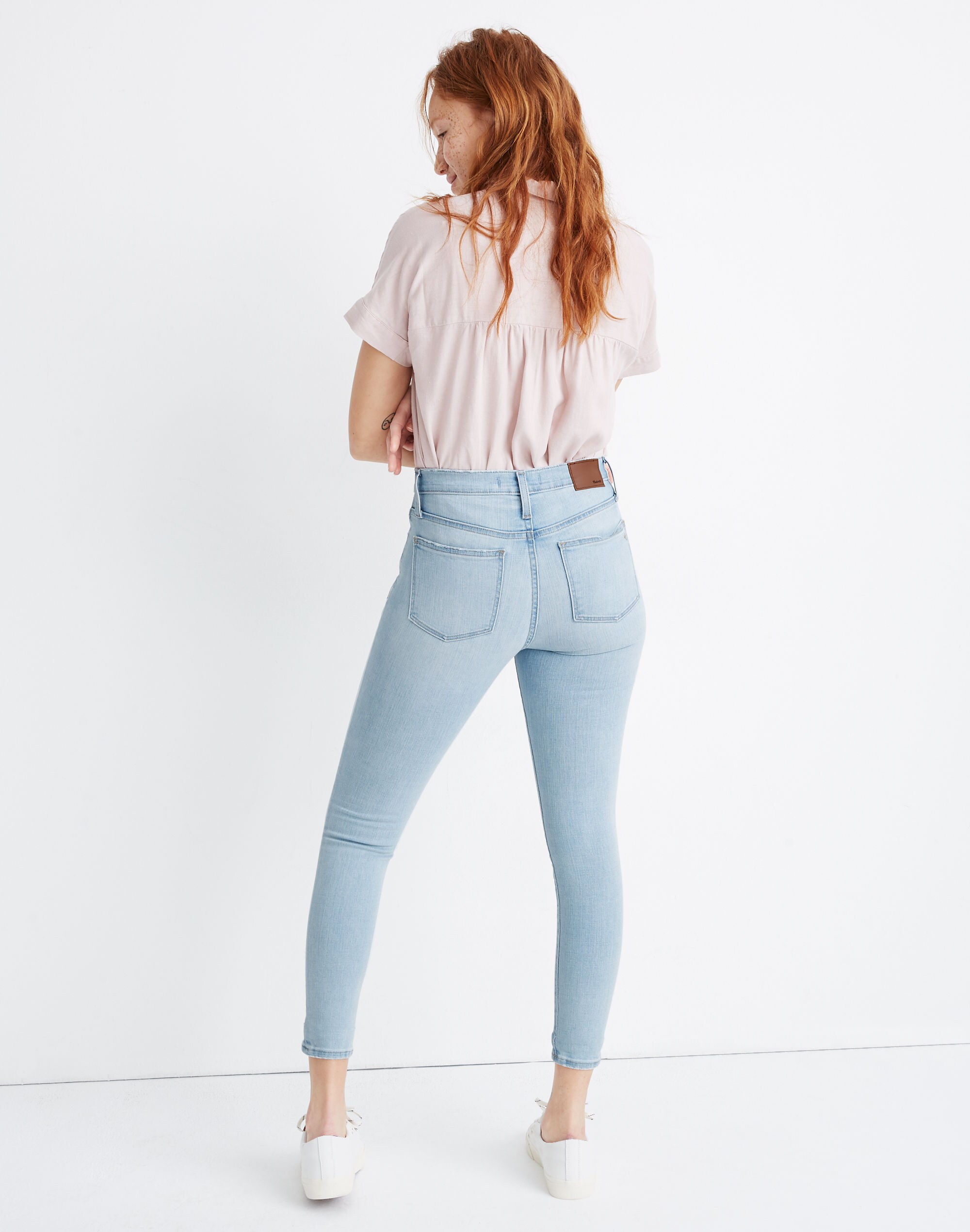 Petite 9" Mid-Rise Skinny Crop Jeans in Coolmax&reg; Denim Edition