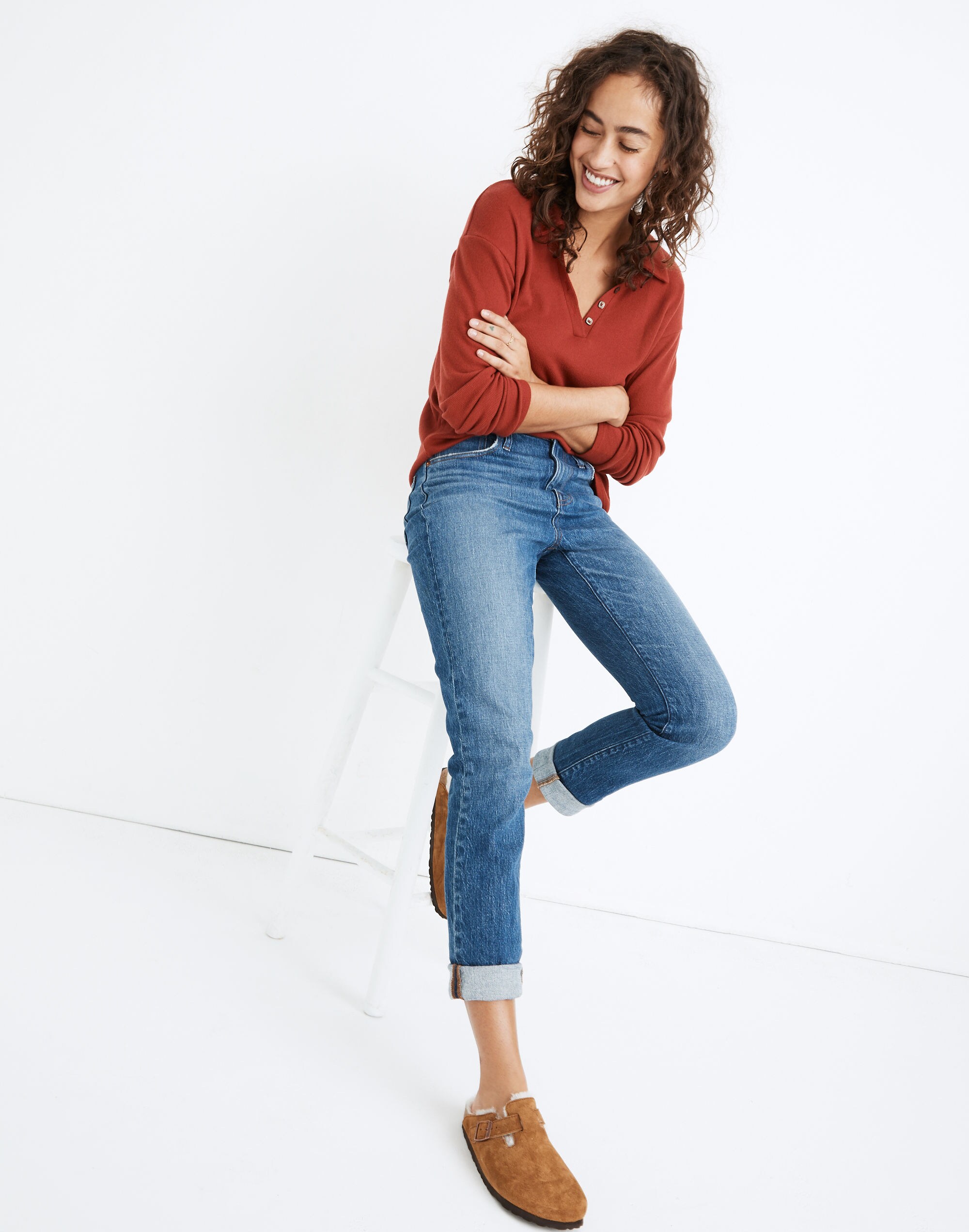 The High-Rise Slim Boyjean in Moorland Wash