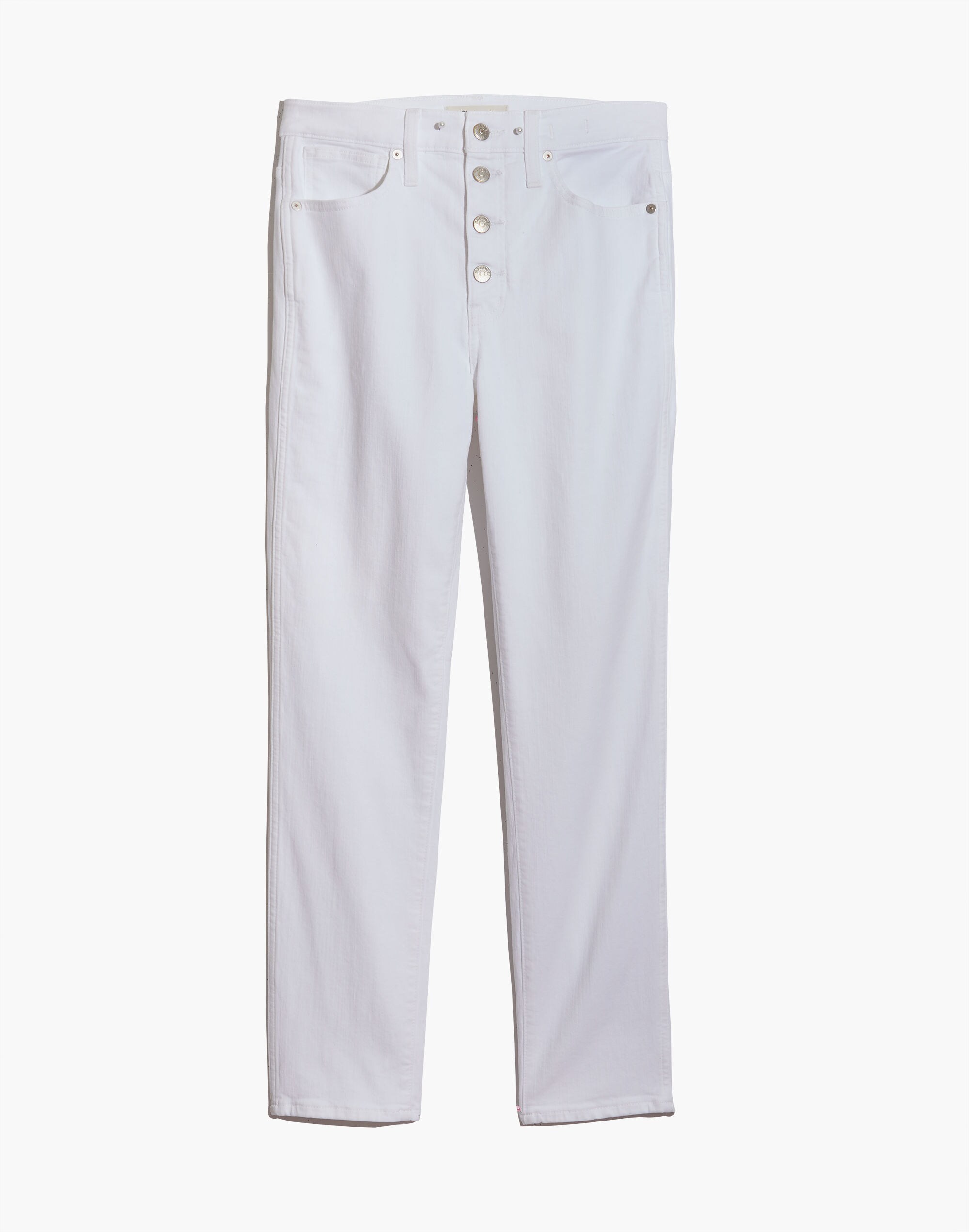Petite Stovepipe Jeans in Pure White: Button-Front Edition