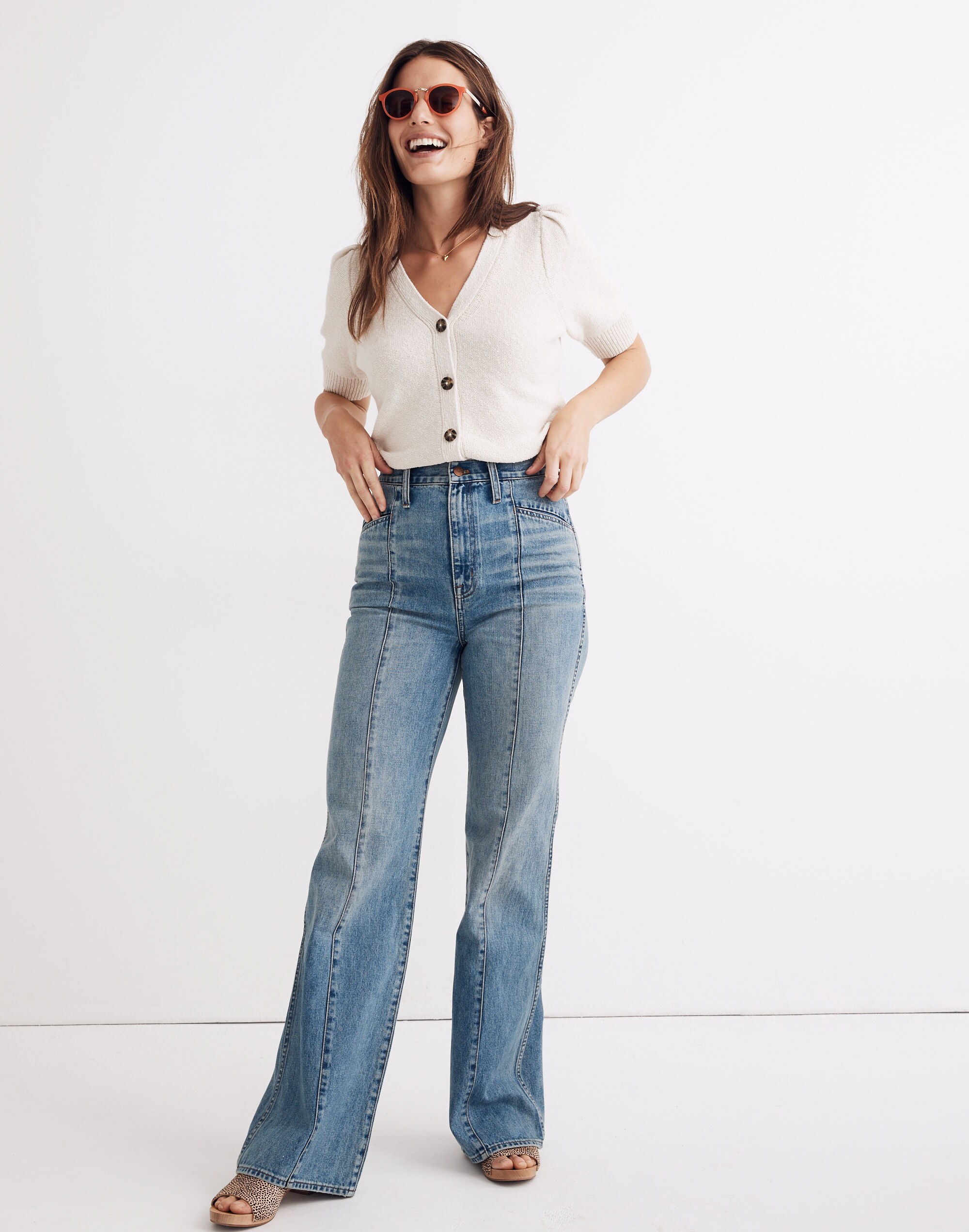 11" High-Rise Flare Jeans in Annapolis Wash: Seamed Edition