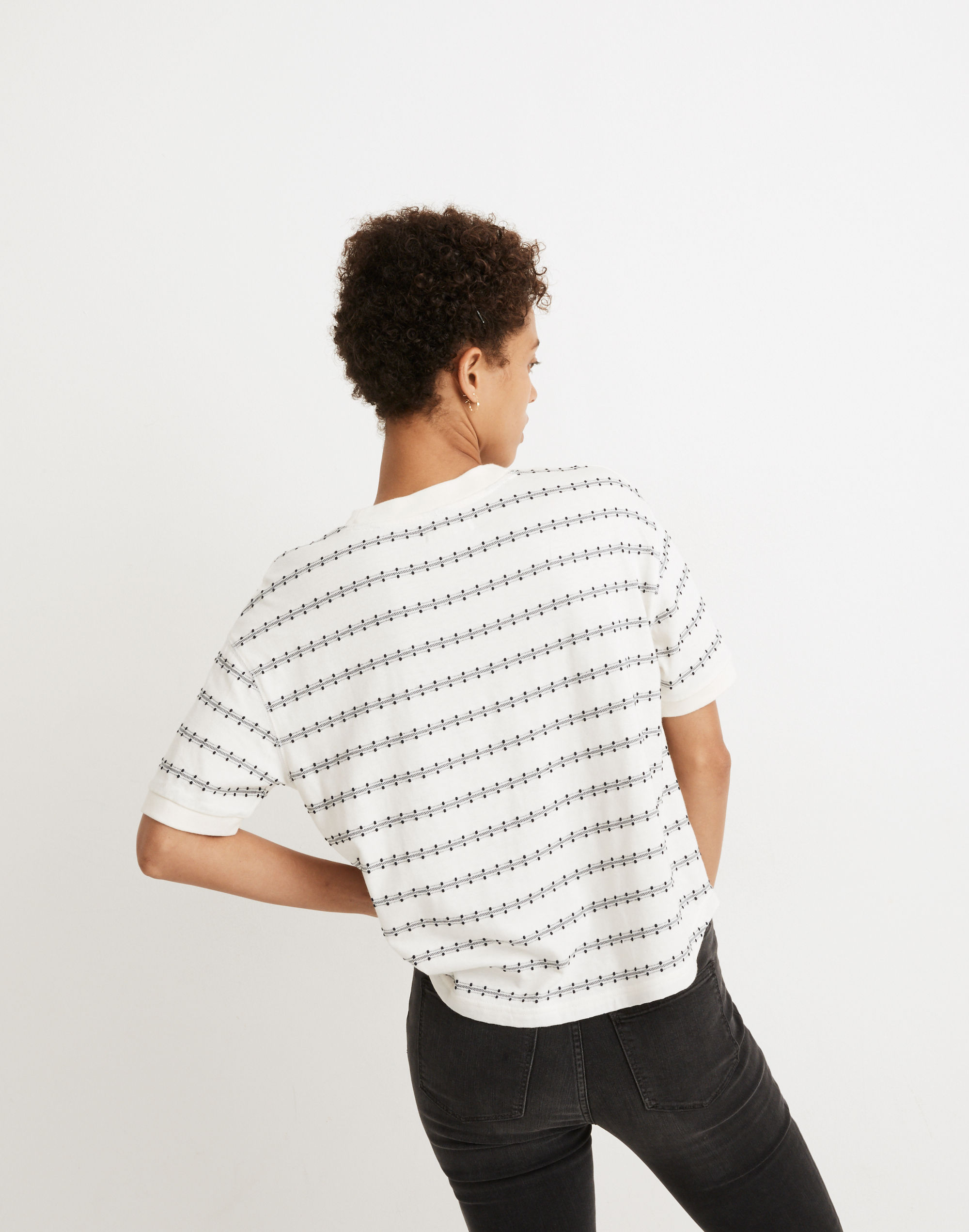 Everyday Crop Tee in Jacquard Stripe