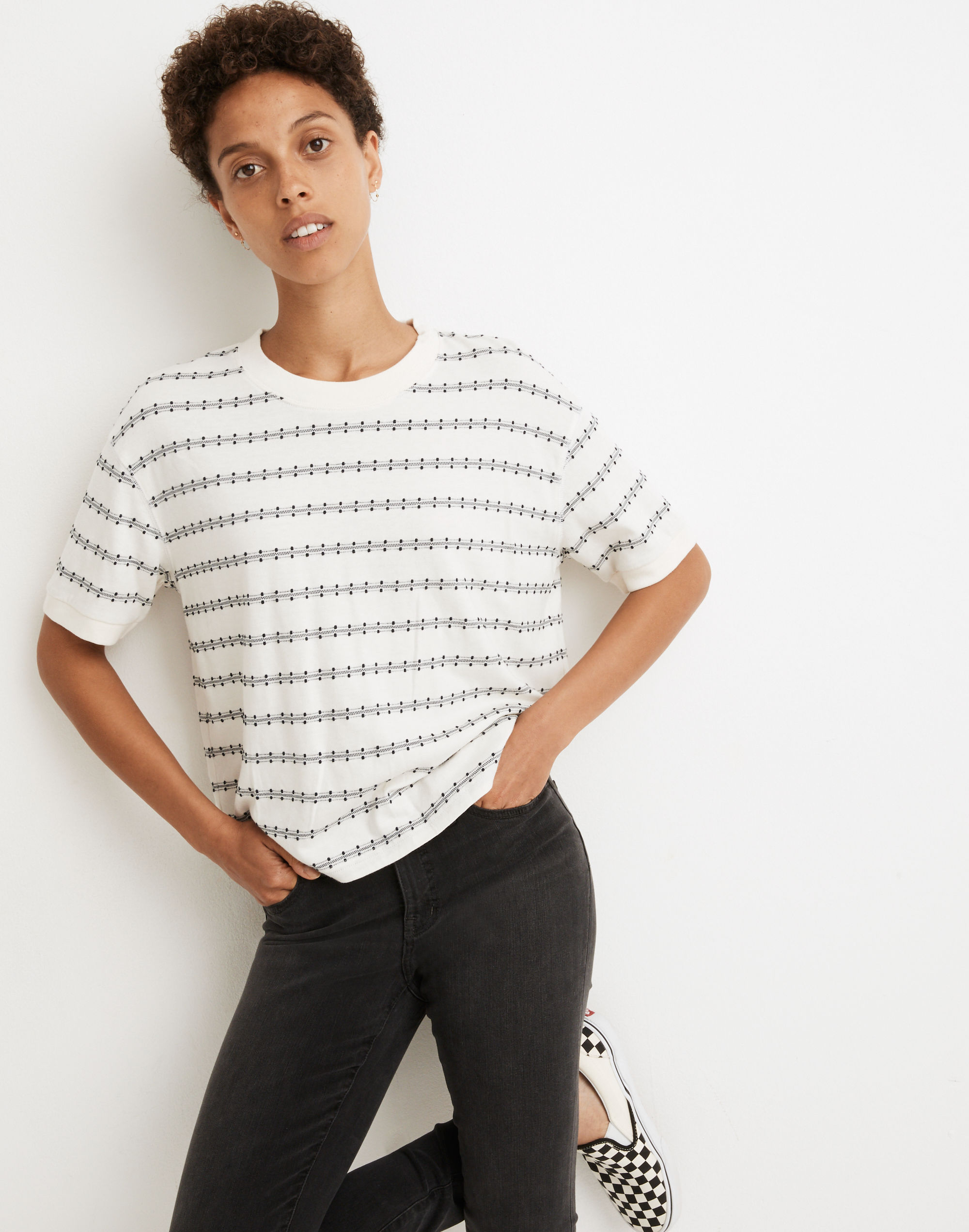 Everyday Crop Tee in Jacquard Stripe