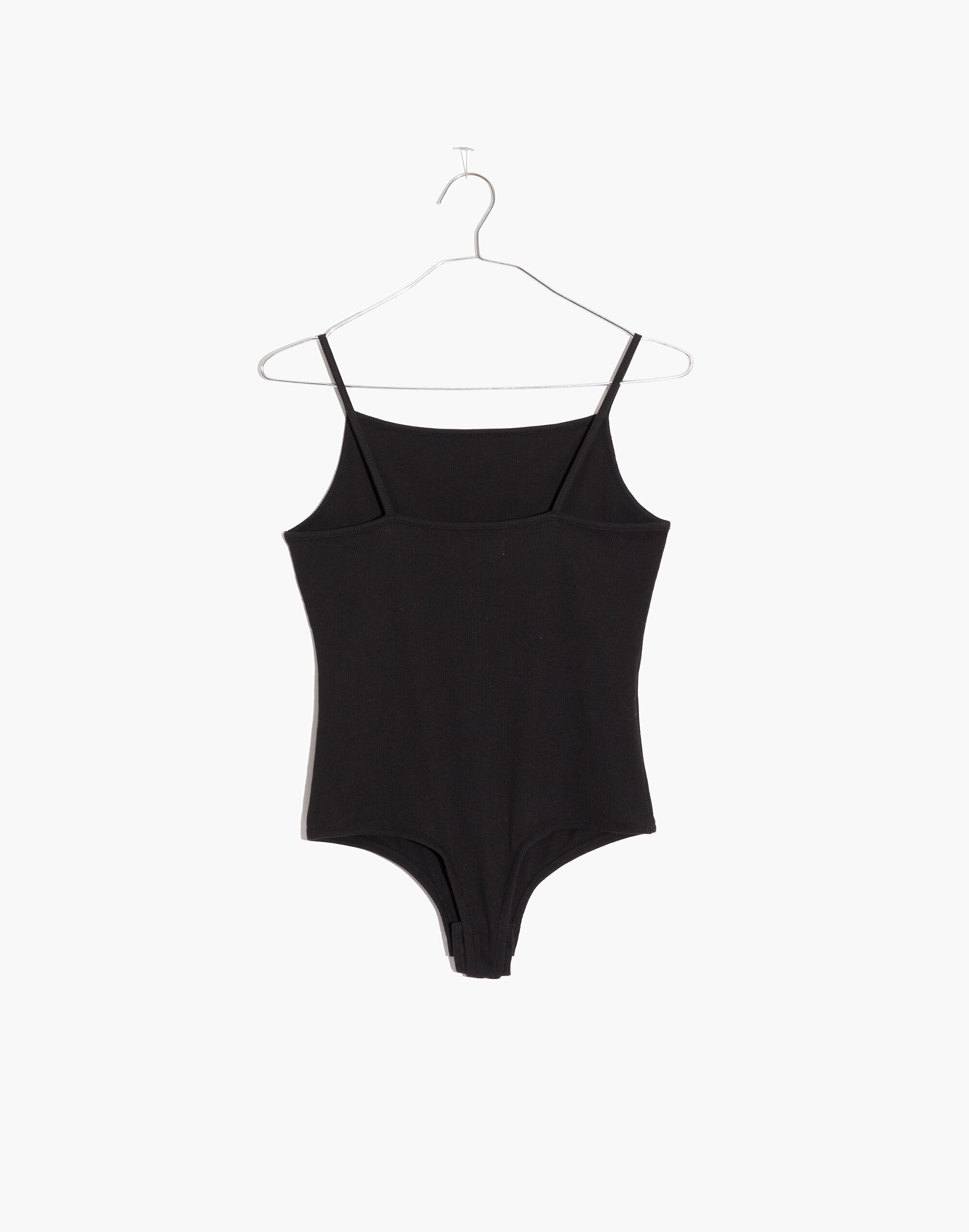 Ribbed Spaghetti-Strap Thong Bodysuit