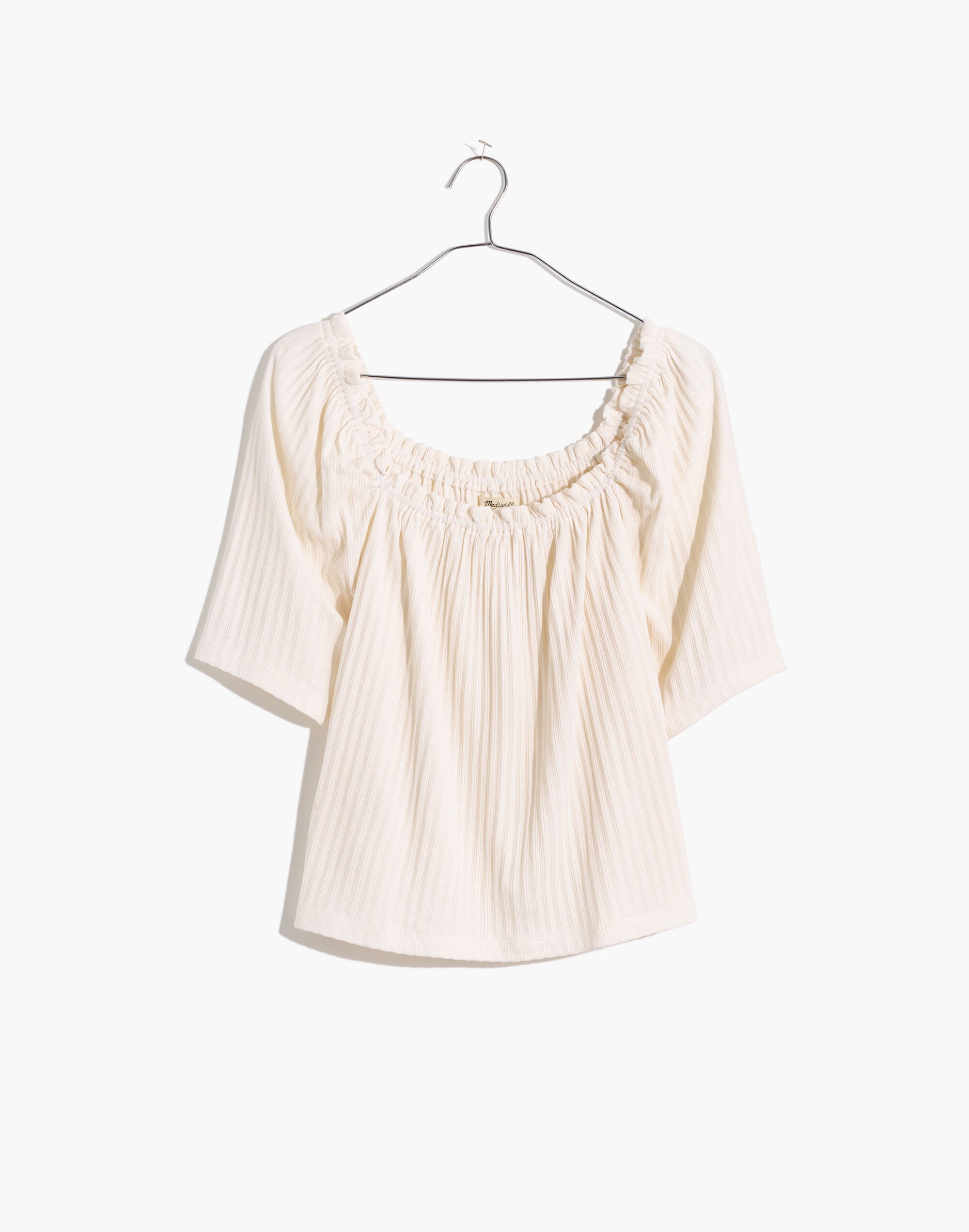 Knit Pointelle Peasant Top