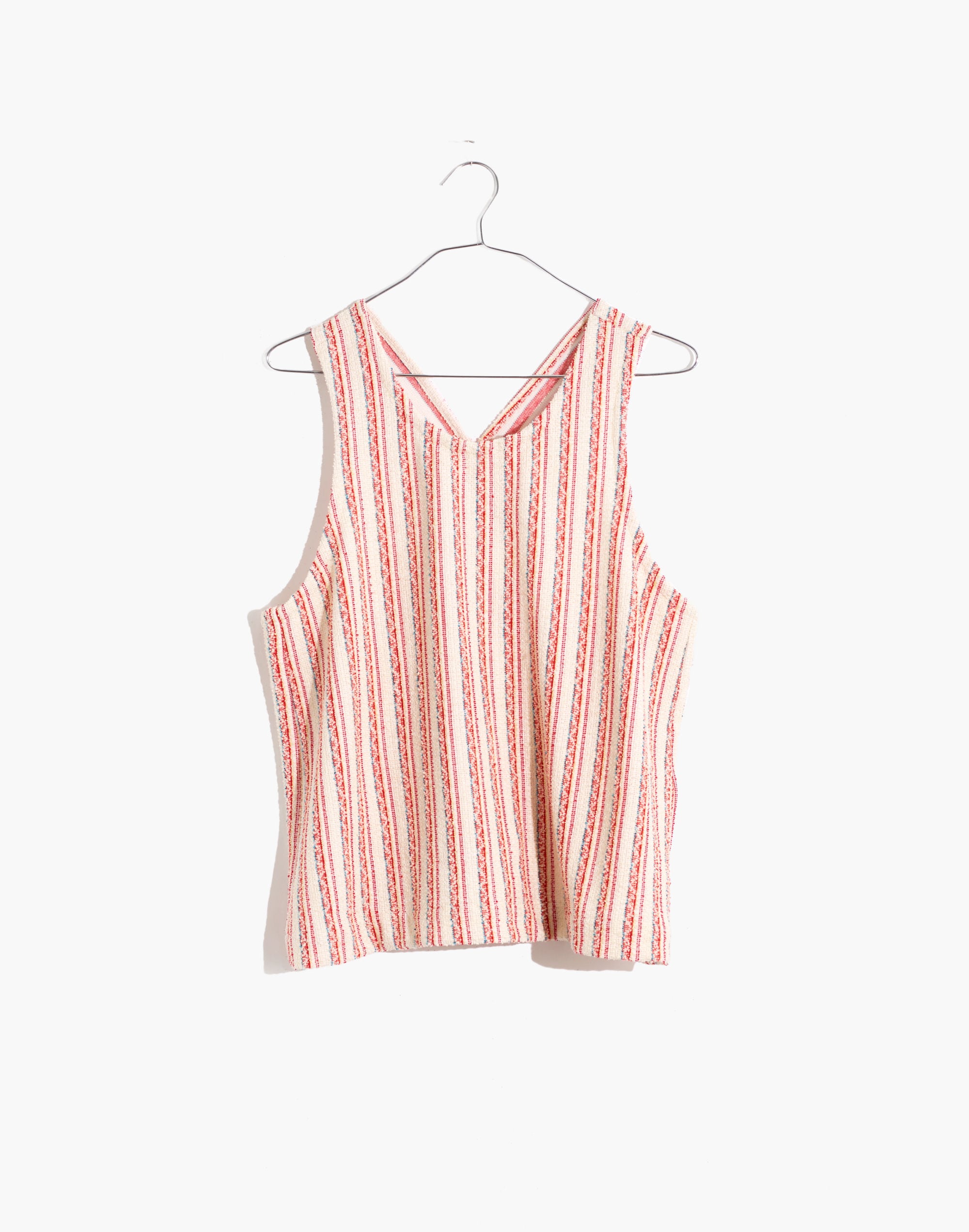 Boucl&eacute; Stripe Cross-Back Tank Top