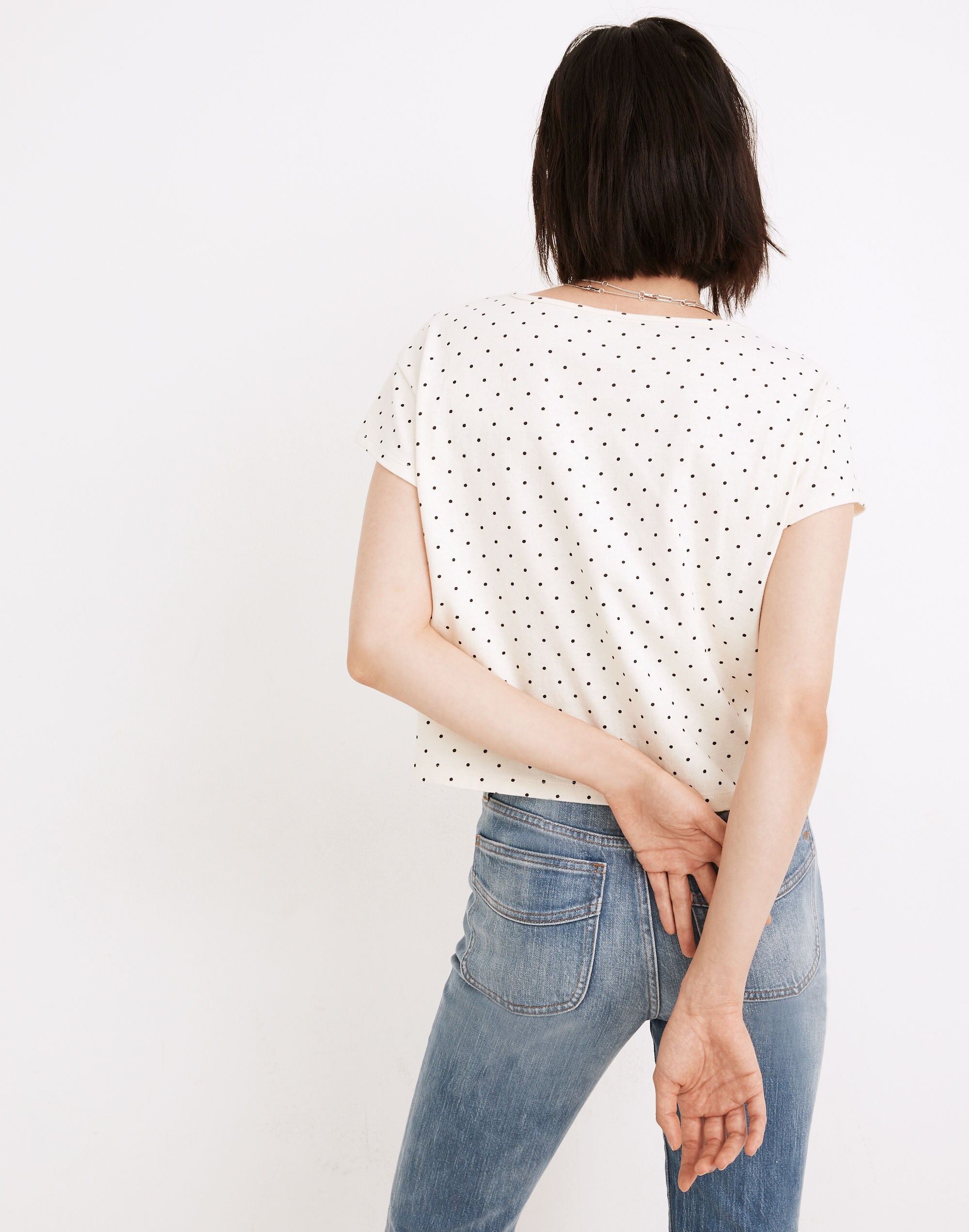 Cap-Sleeve Boxy Tee in Polka Dot