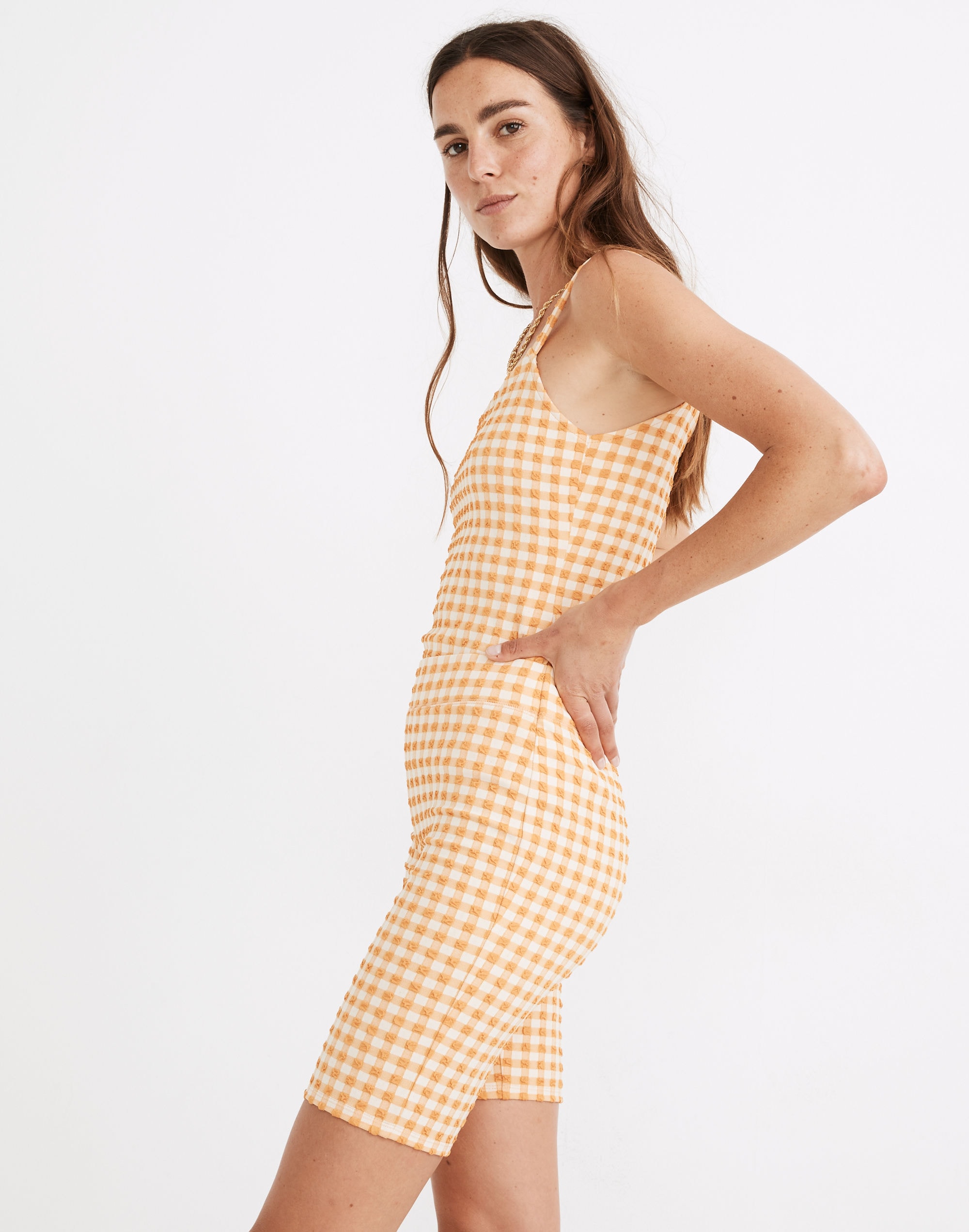 Gingham Jacquard Biker Shorts