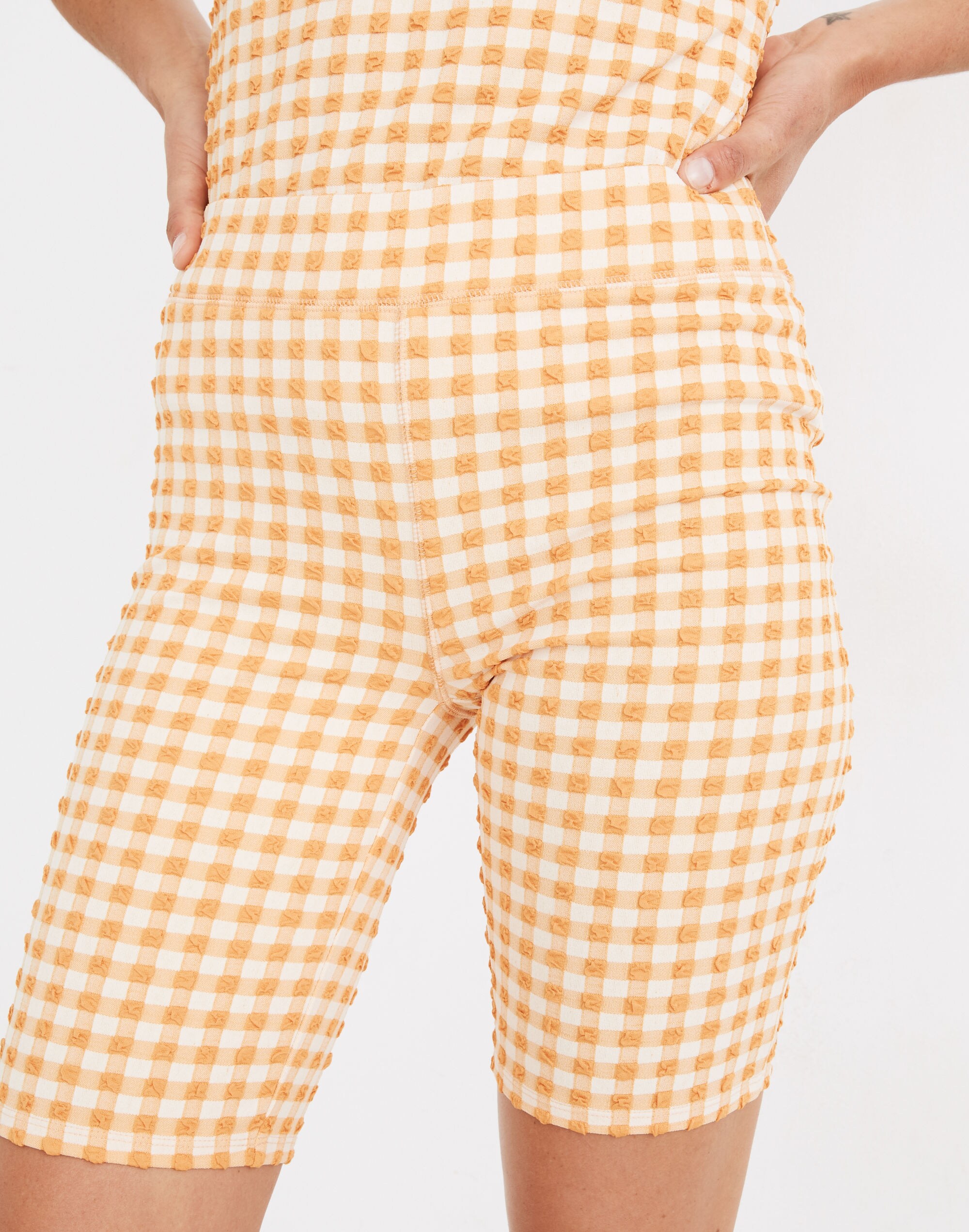 Gingham Jacquard Biker Shorts