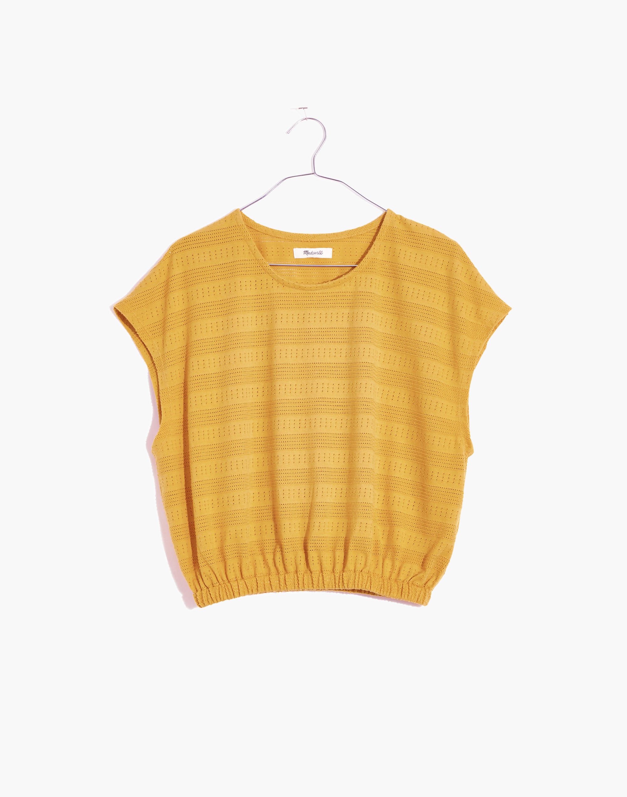Pointelle Knit Short-Sleeve Crop Top