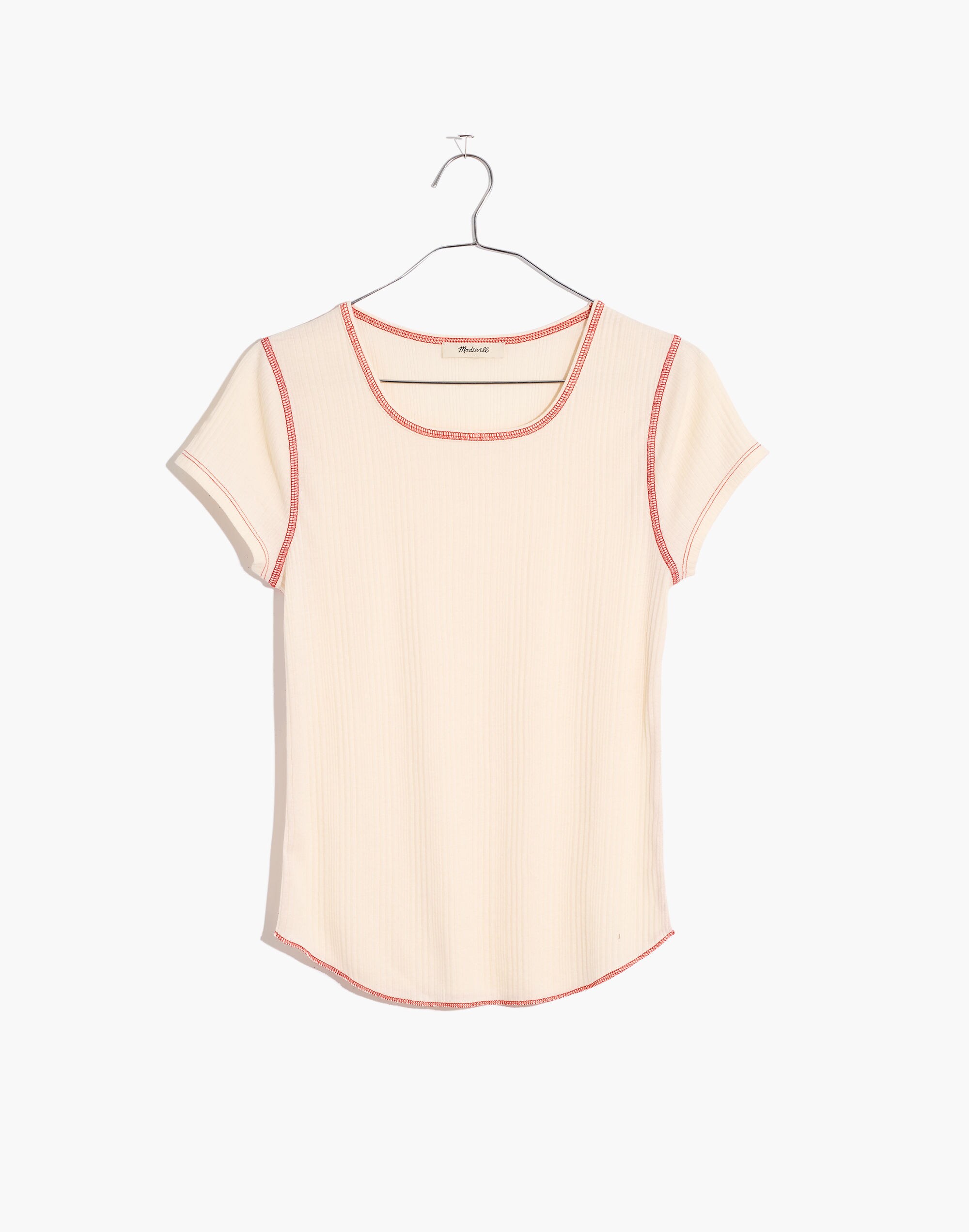 Ribbed Contrast-Stitch Baby Tee