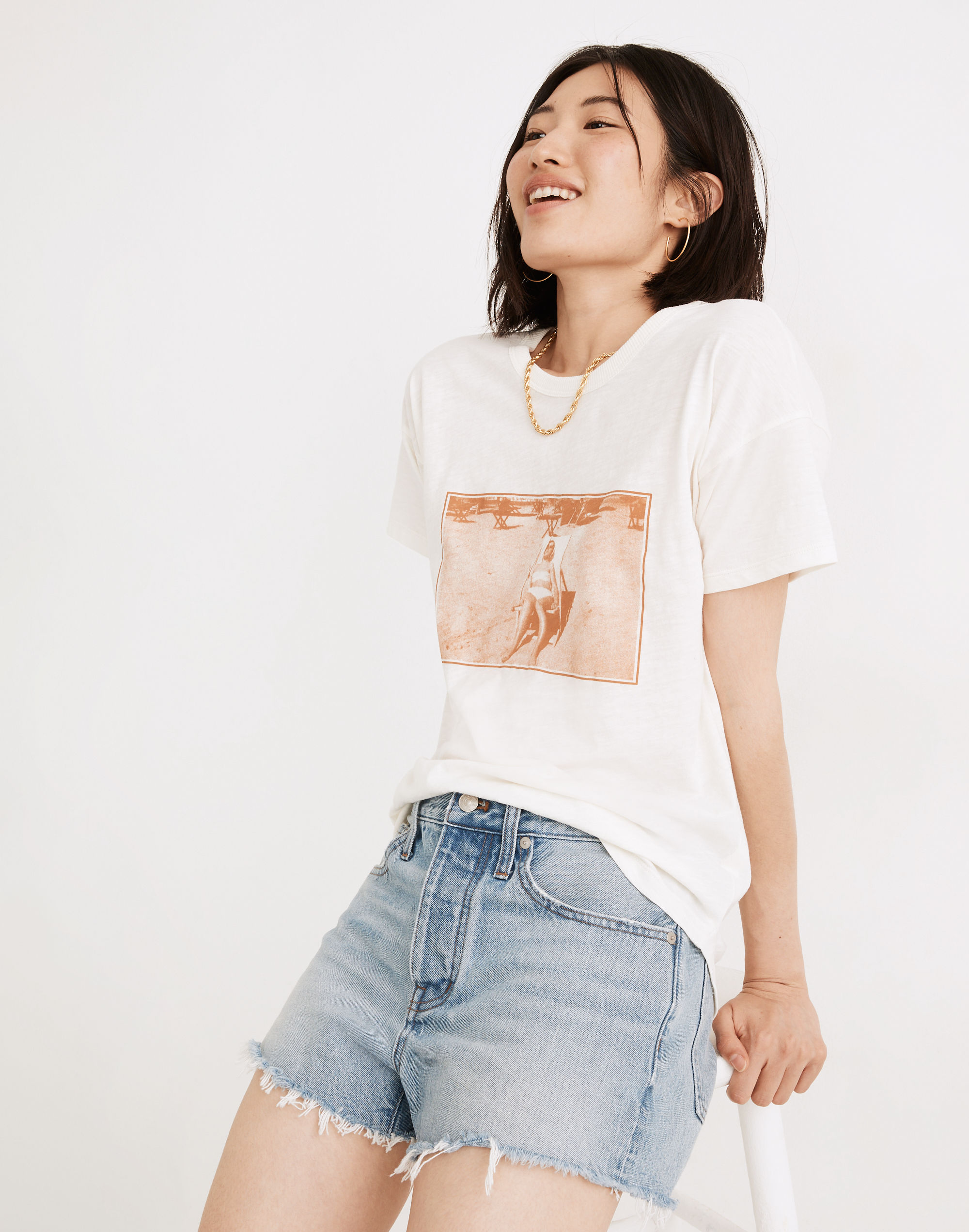 Beach Graphic Whisper Cotton Rib-Crewneck Tee