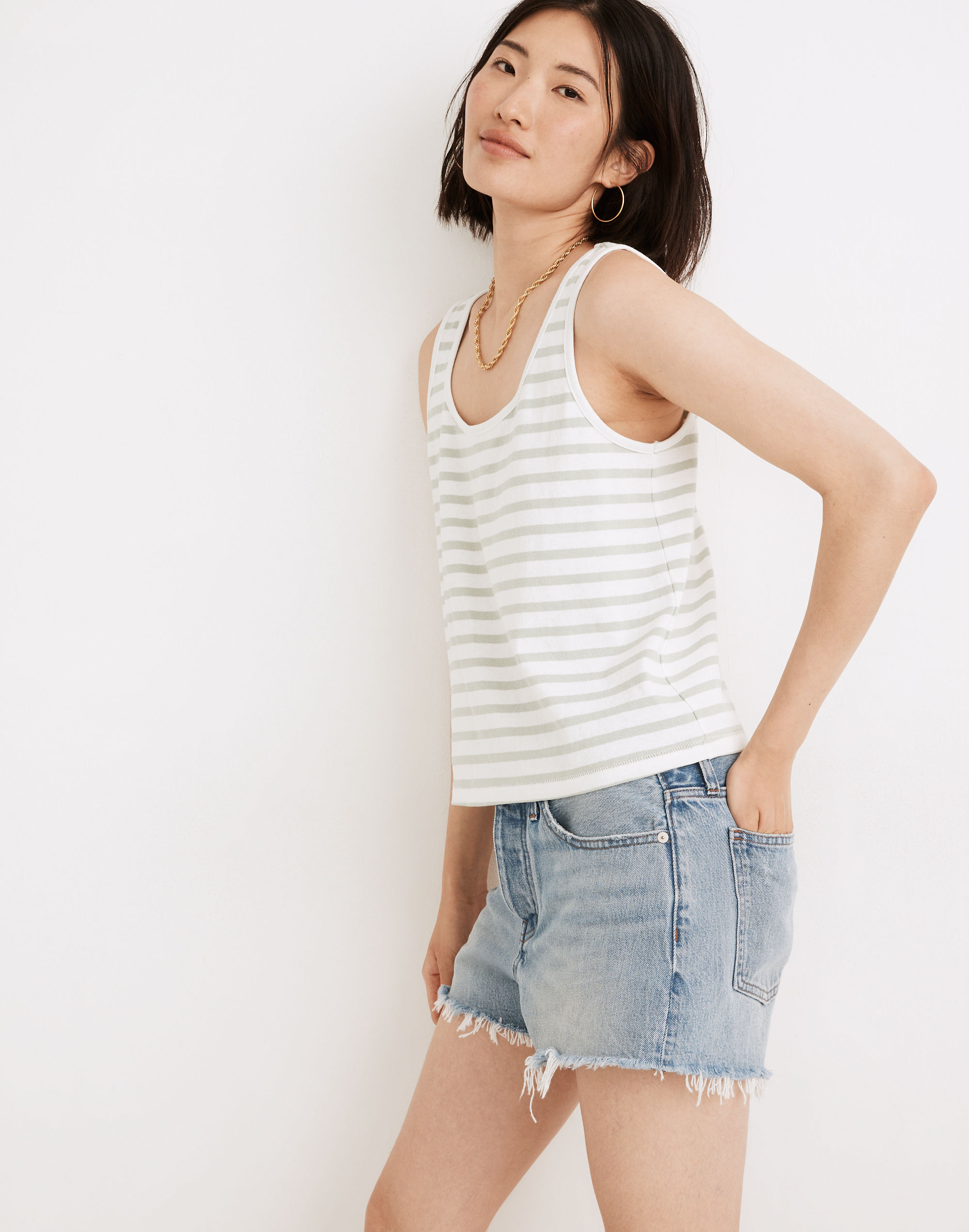 Boxy-Crop Tank Top in Crawley Stripe