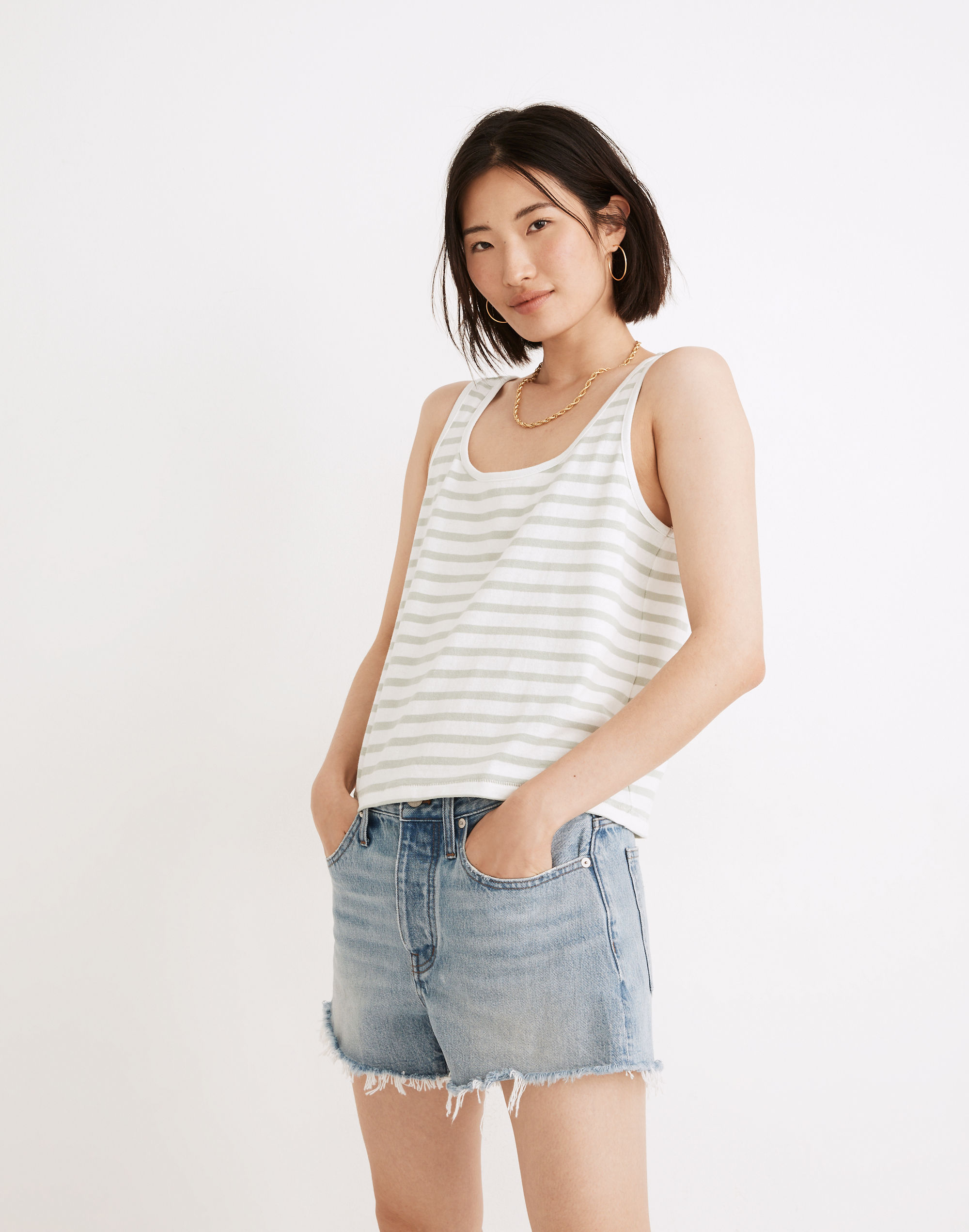 Boxy-Crop Tank Top in Crawley Stripe